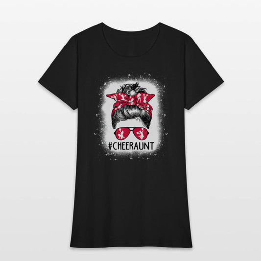 Cheer Aunt Life Messy Bun Cheerleader Bleached Mo