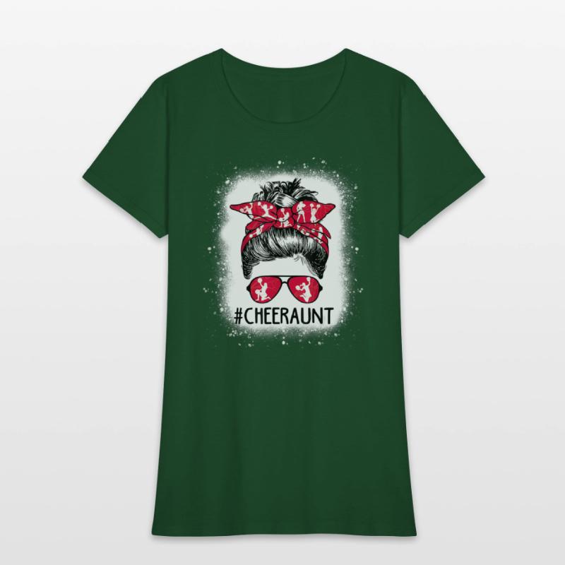 Cheer Aunt Life Messy Bun Cheerleader Bleached Mo
