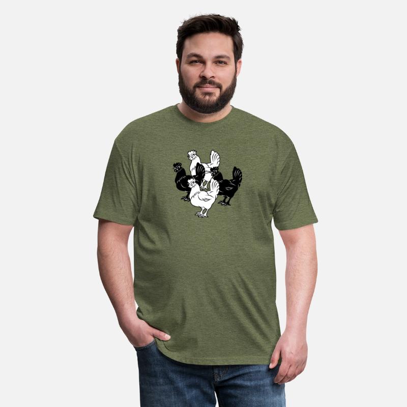 Chickens two dark and white chickens