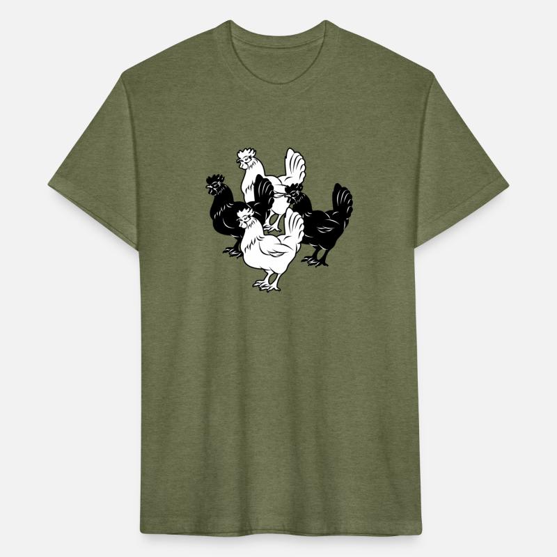 Chickens two dark and white chickens