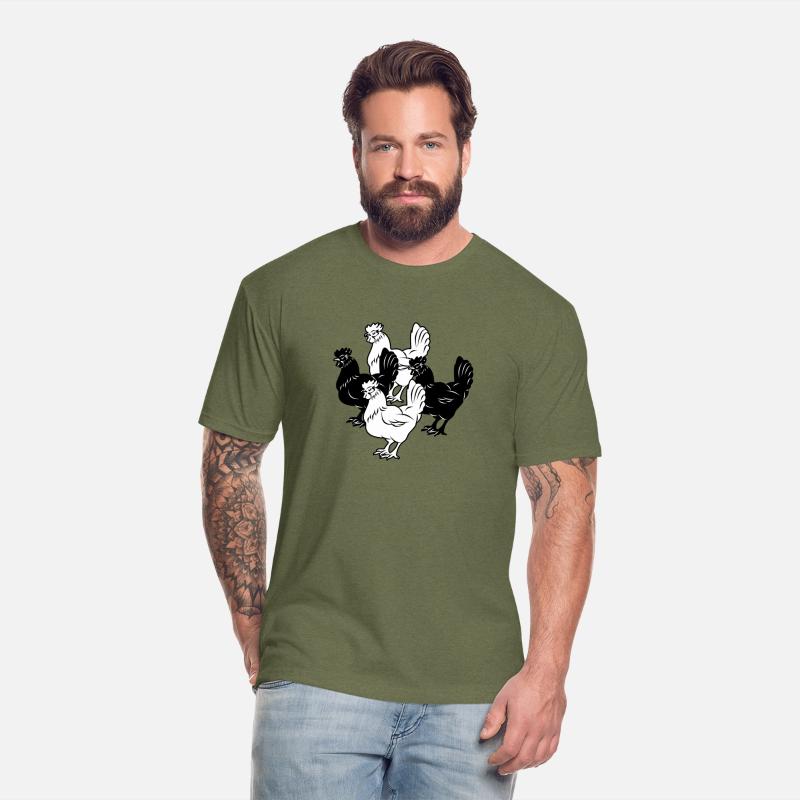 Chickens two dark and white chickens