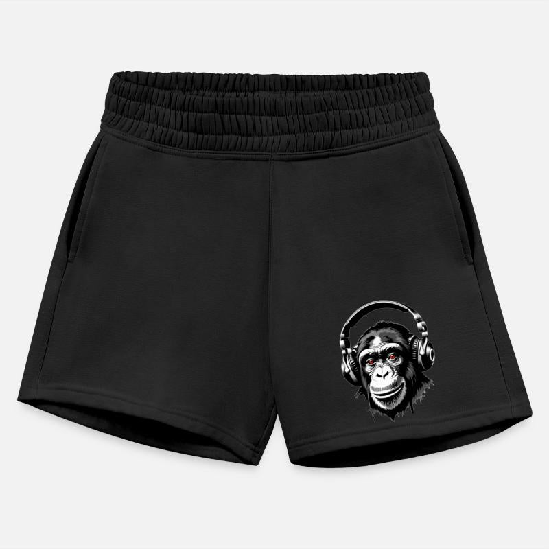 Chimpanzee wearing a headphones