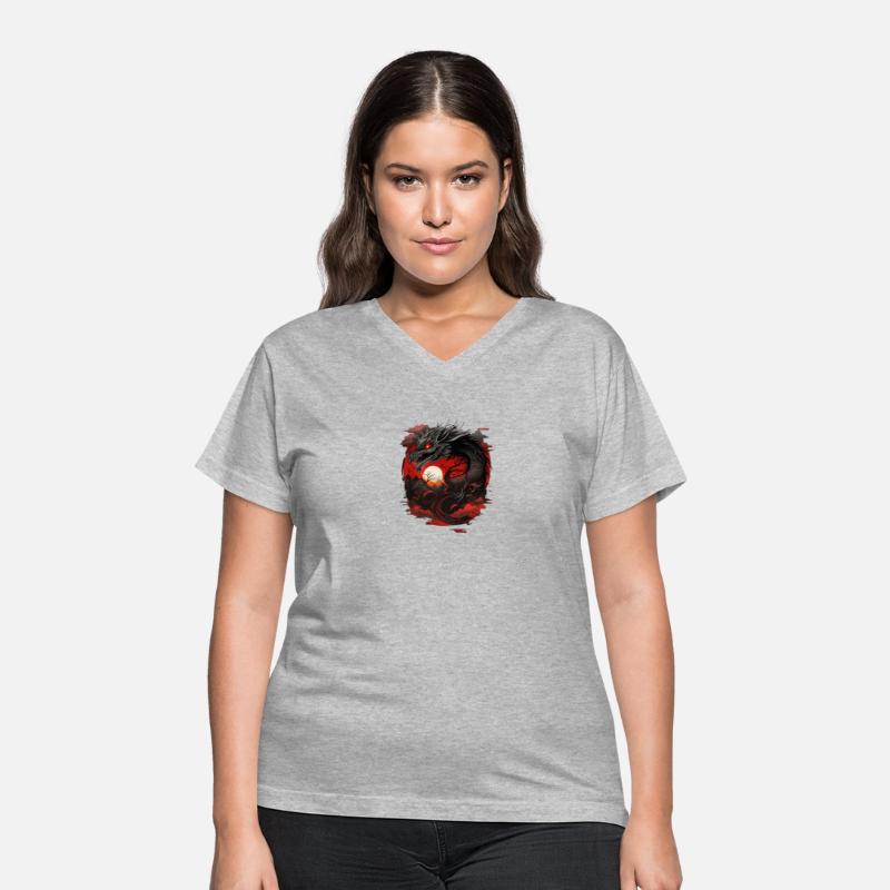 chines red eyes black dragon yin yan