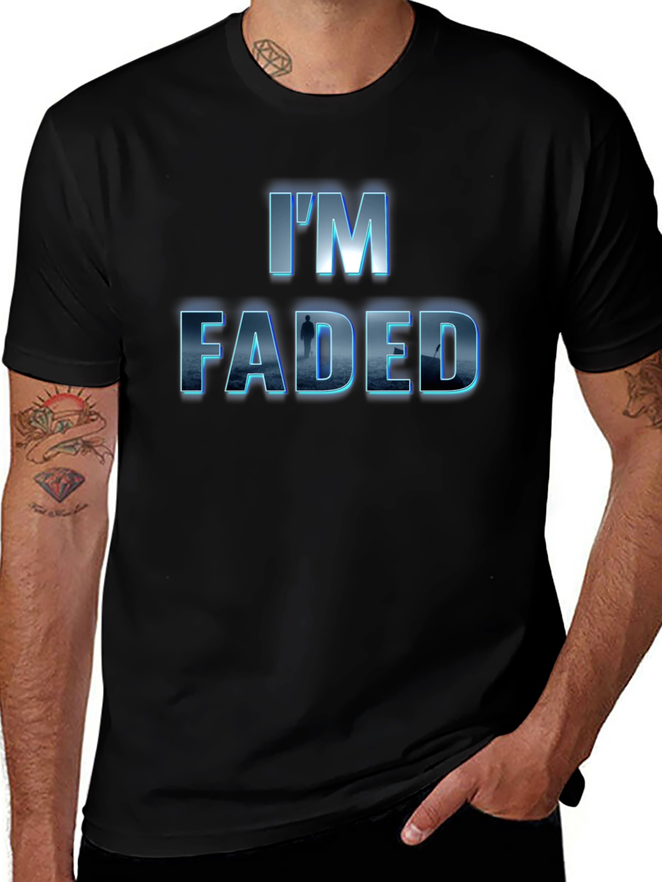 Im Faded Graphic Print Black T-Shirt
