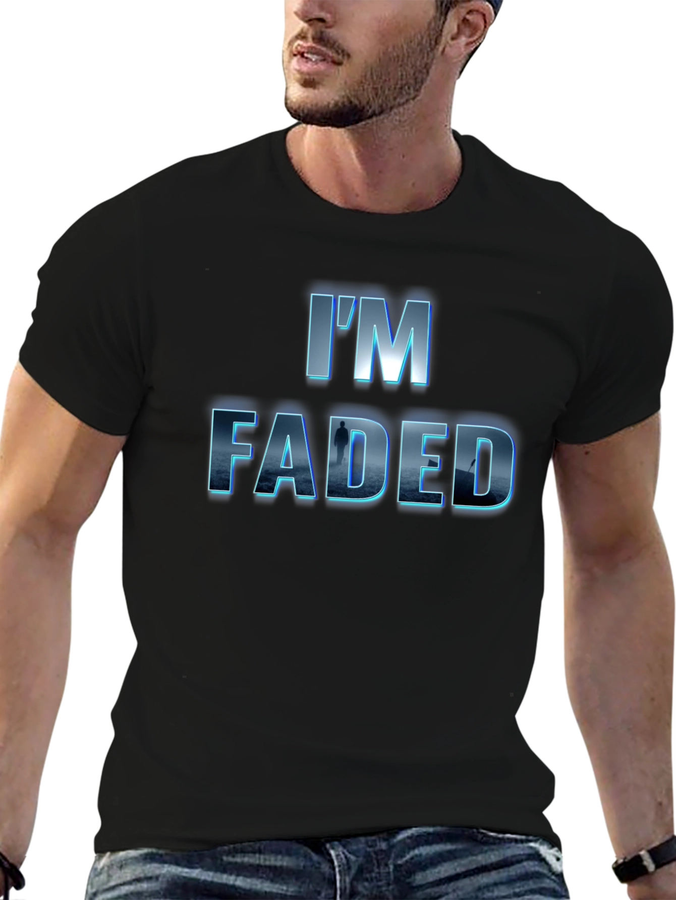 Im Faded Graphic Print Black T-Shirt