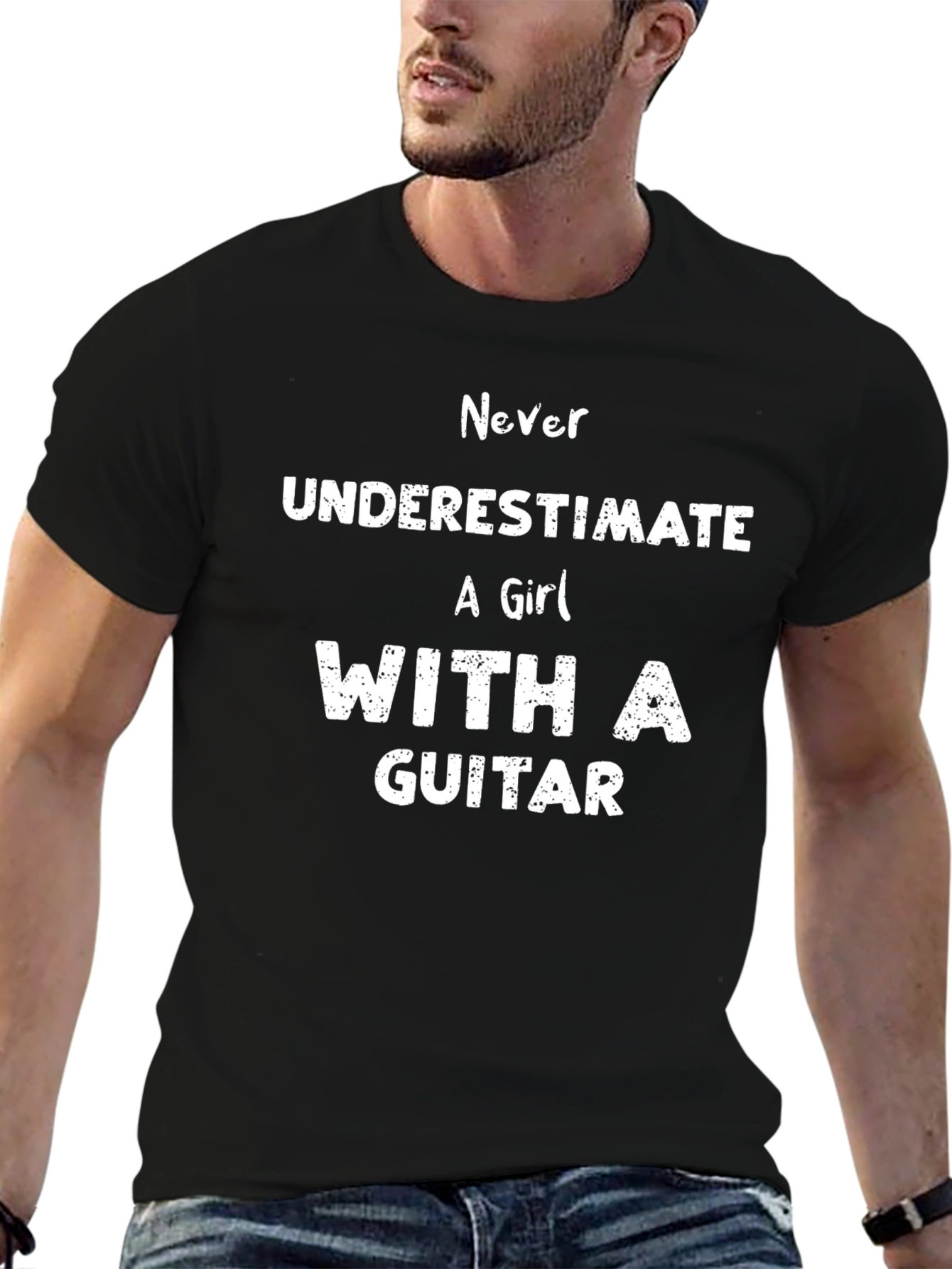 Never Underestimate A Girl With A Guitar T-Shirt