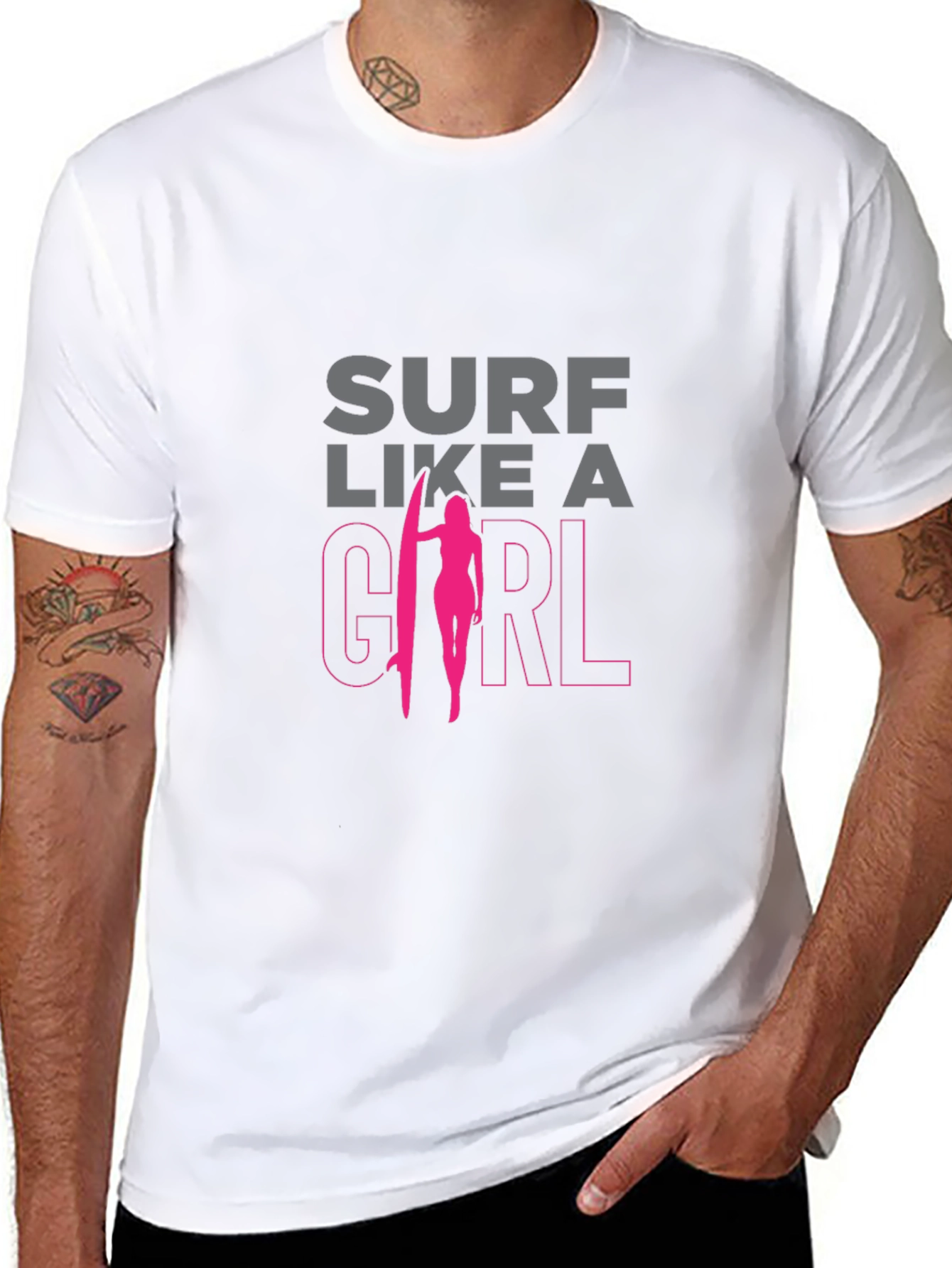 Surf Like A Girl T-Shirt - Black Graphic Tee