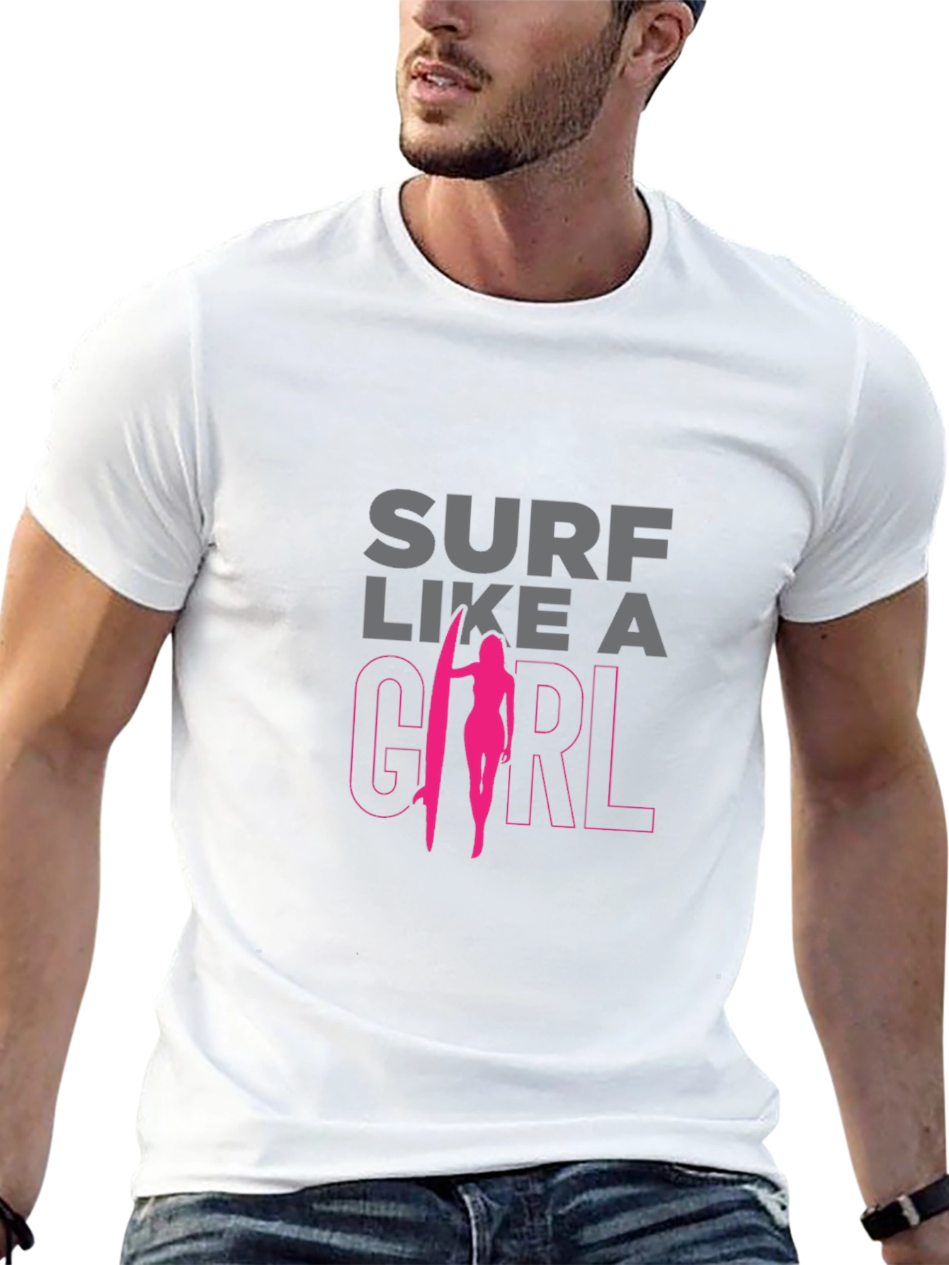 Surf Like A Girl T-Shirt - Black Graphic Tee