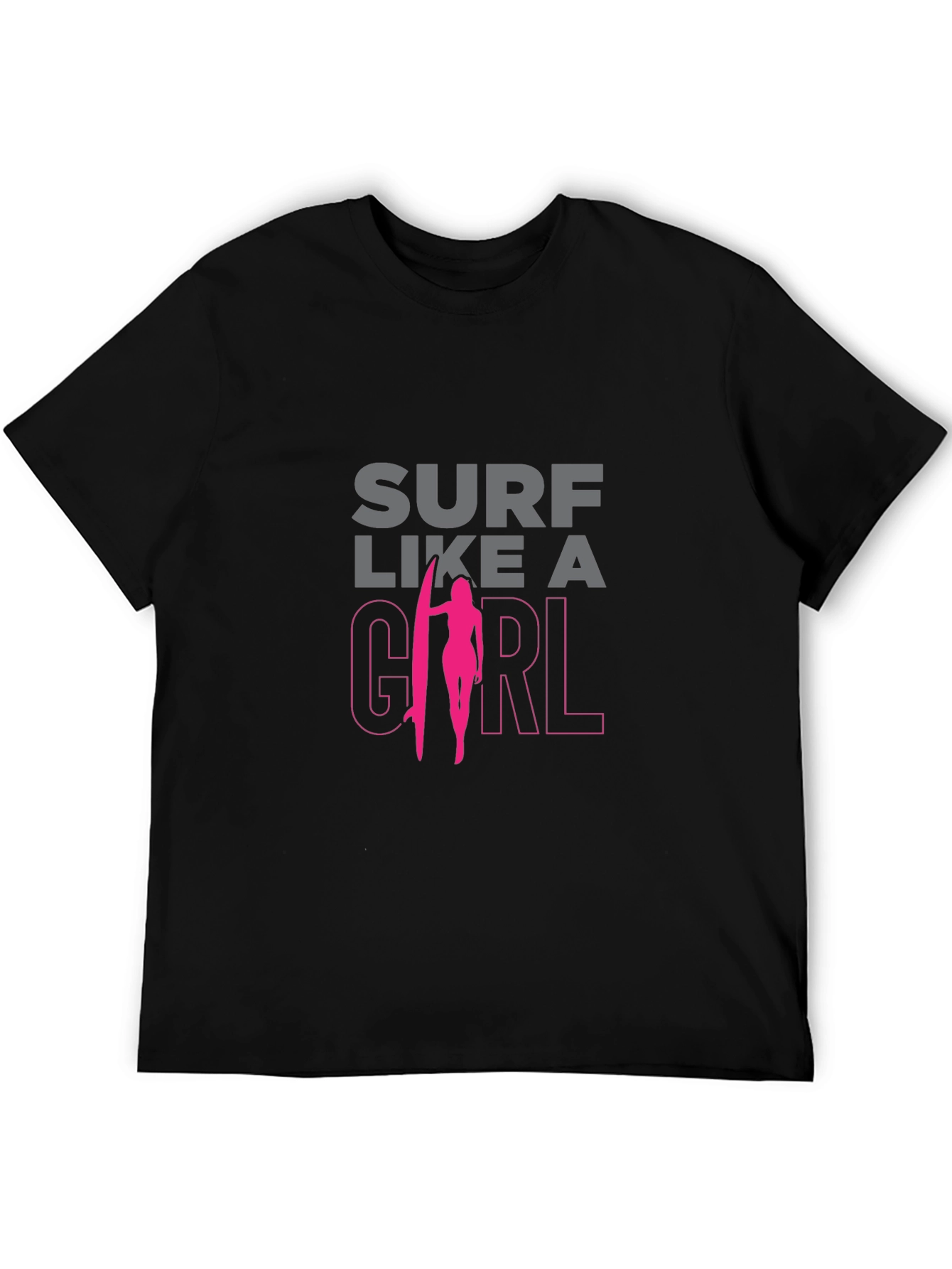 Surf Like A Girl T-Shirt - Black Graphic Tee