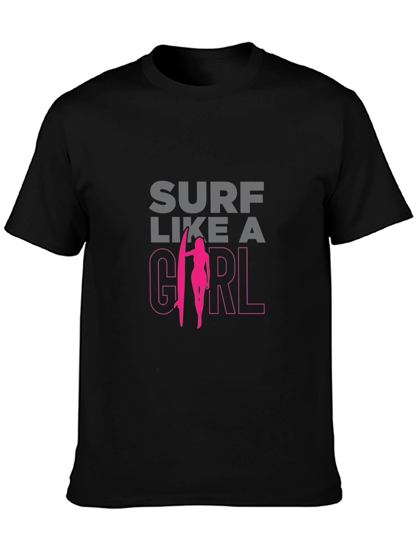 Surf Like A Girl T-Shirt - Black Graphic Tee