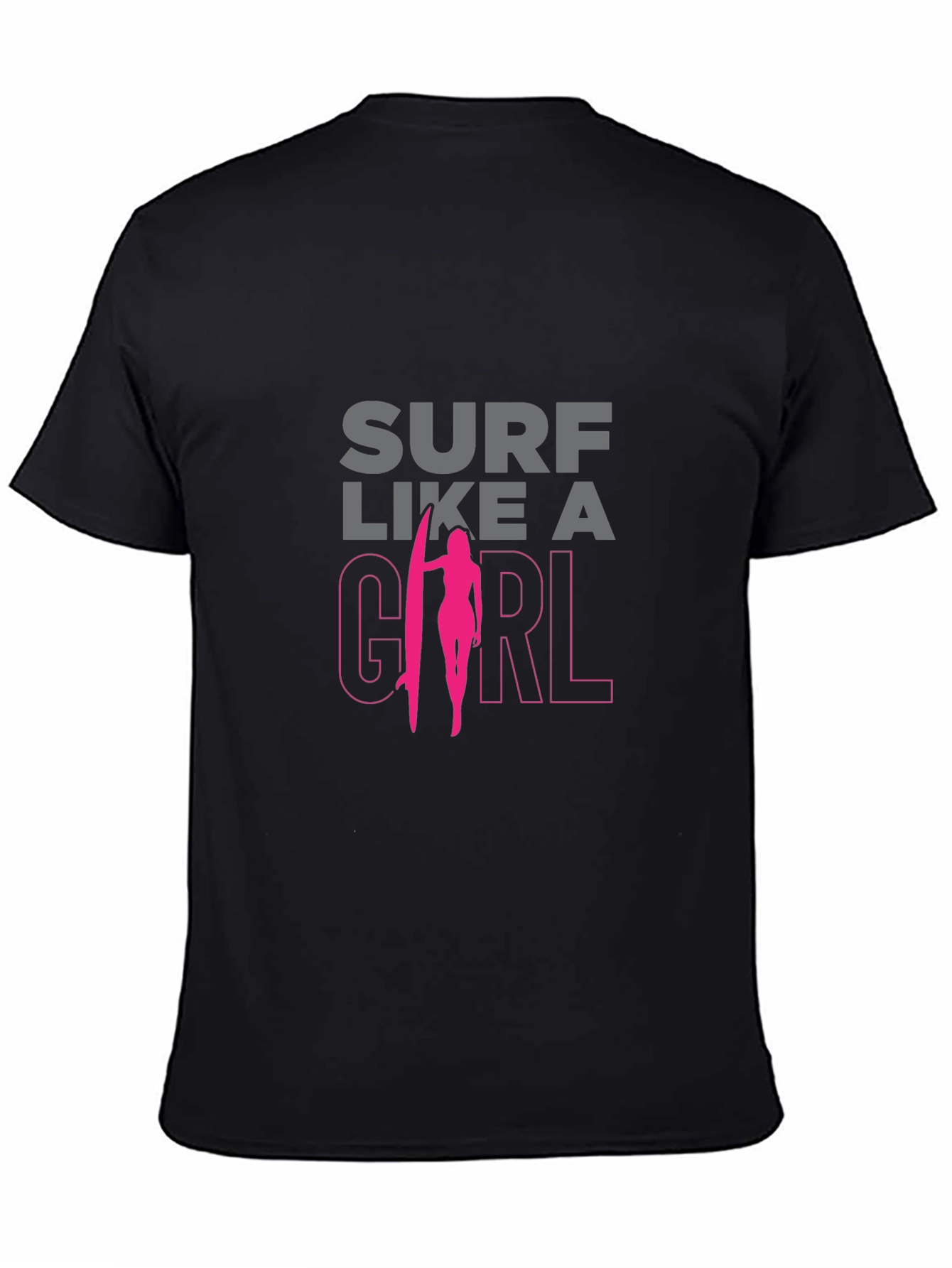 Surf Like A Girl T-Shirt - Black Graphic Tee