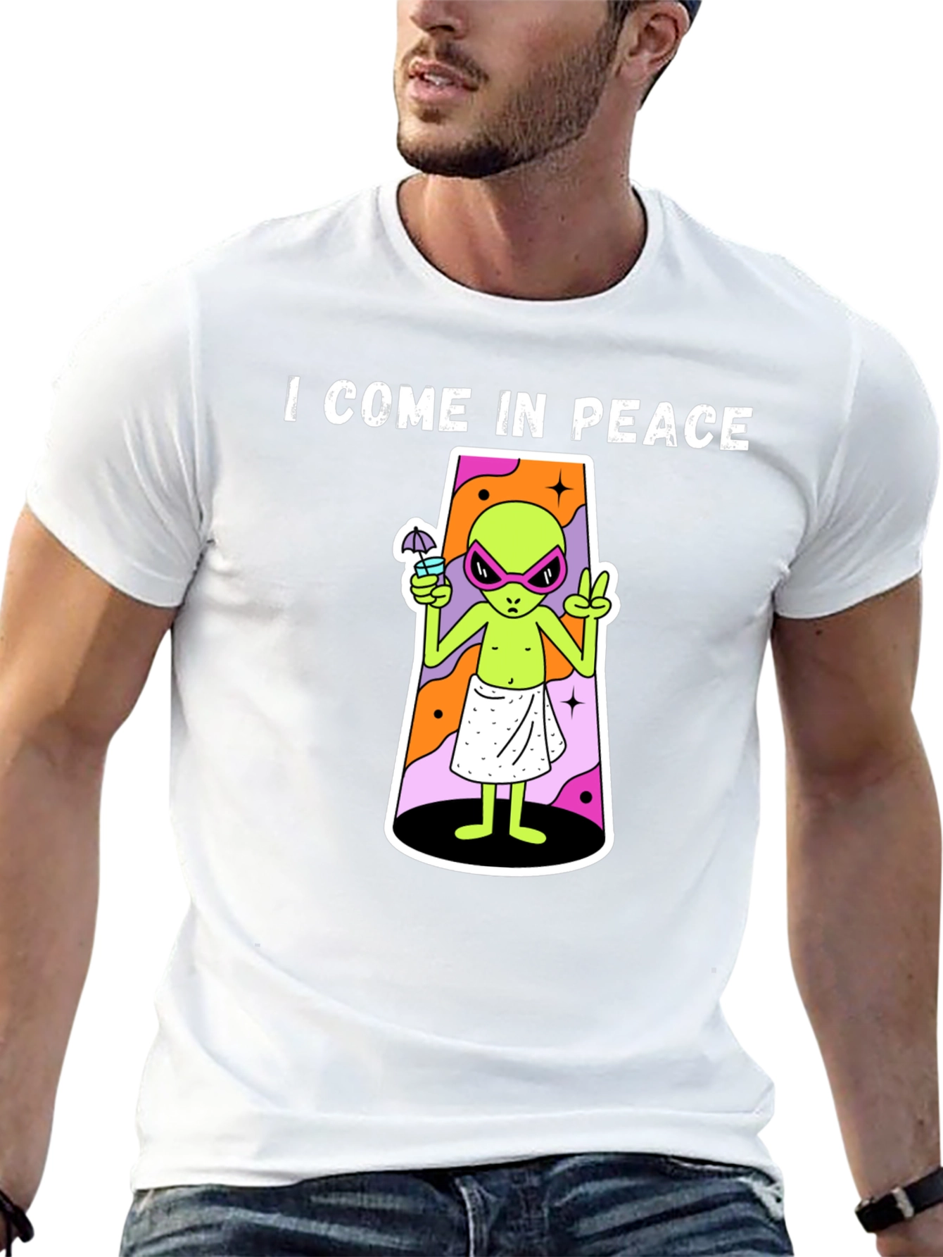 I Come In Peace Alien Graphic T-Shirt