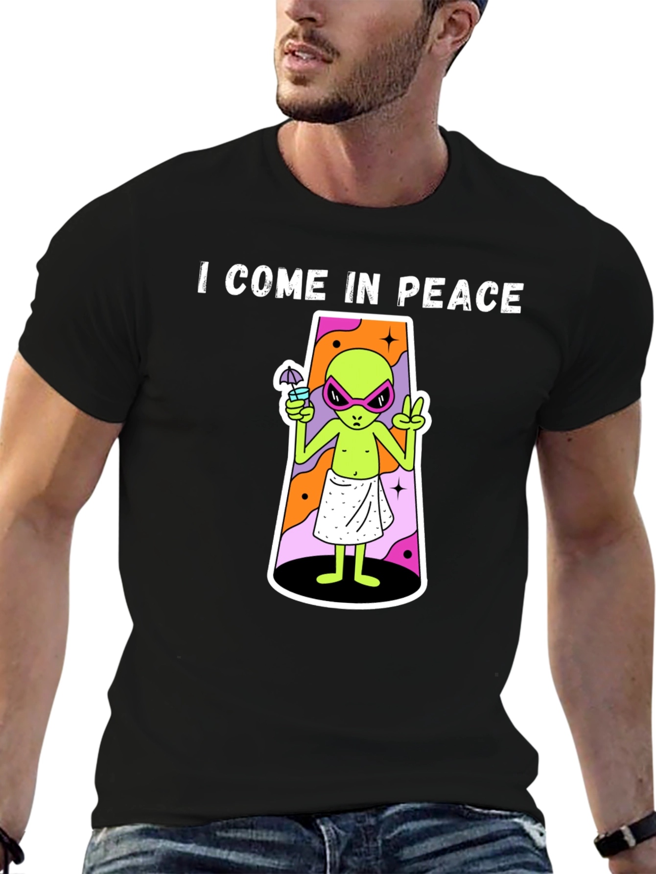 I Come In Peace Alien Graphic T-Shirt