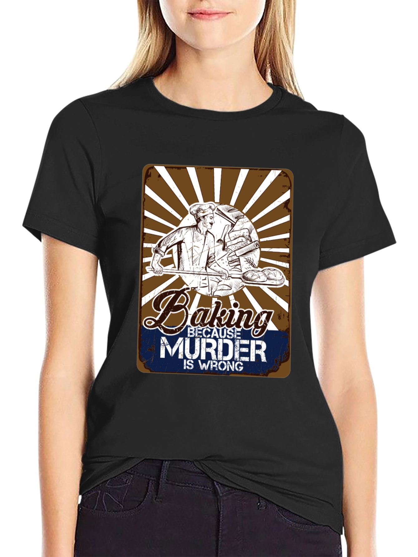 Baking Because Murder Is Wrong Graphic T-Shirt