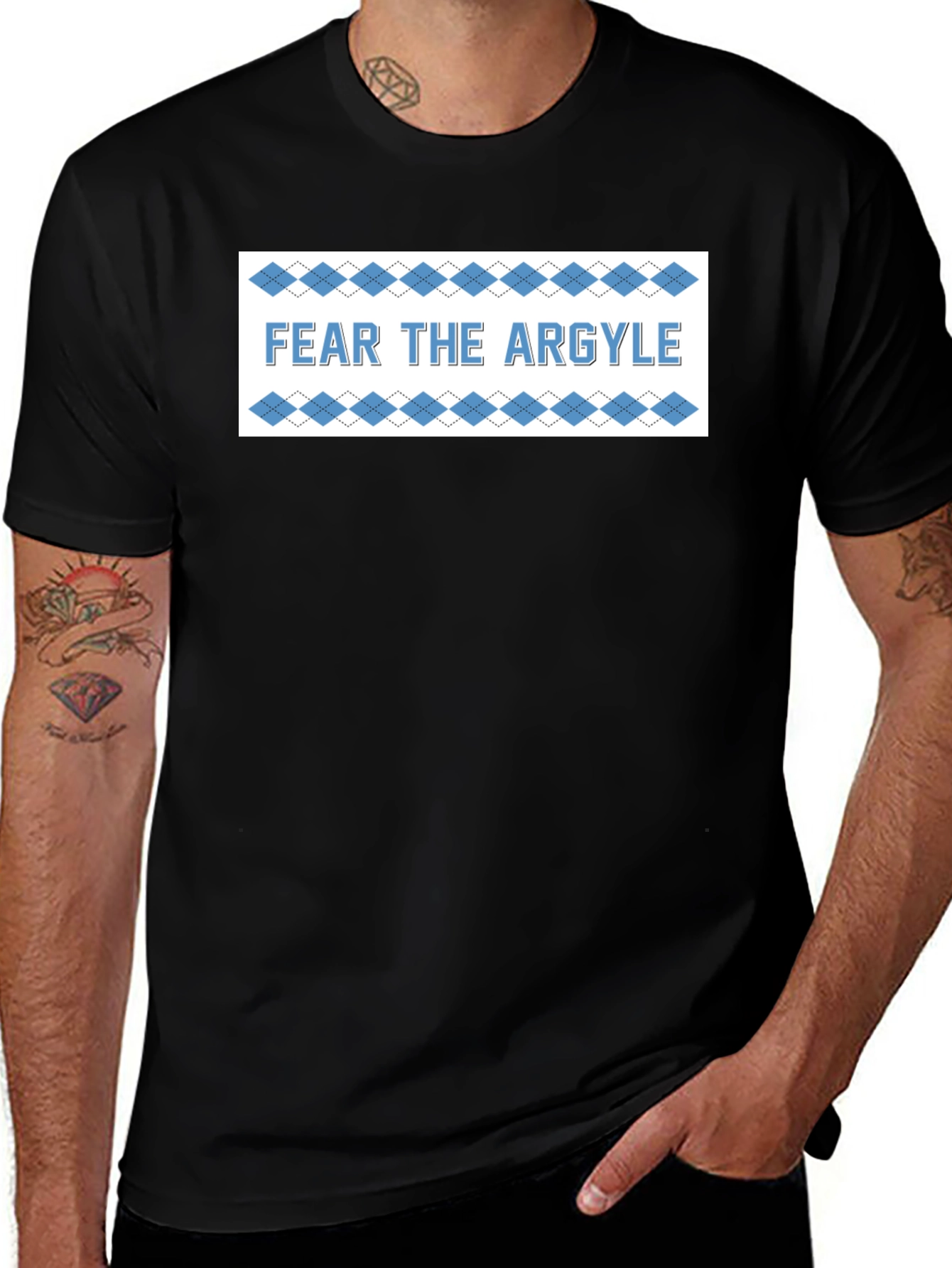 Fear the Argyle T-Shirt - Black Crew Neck Tee