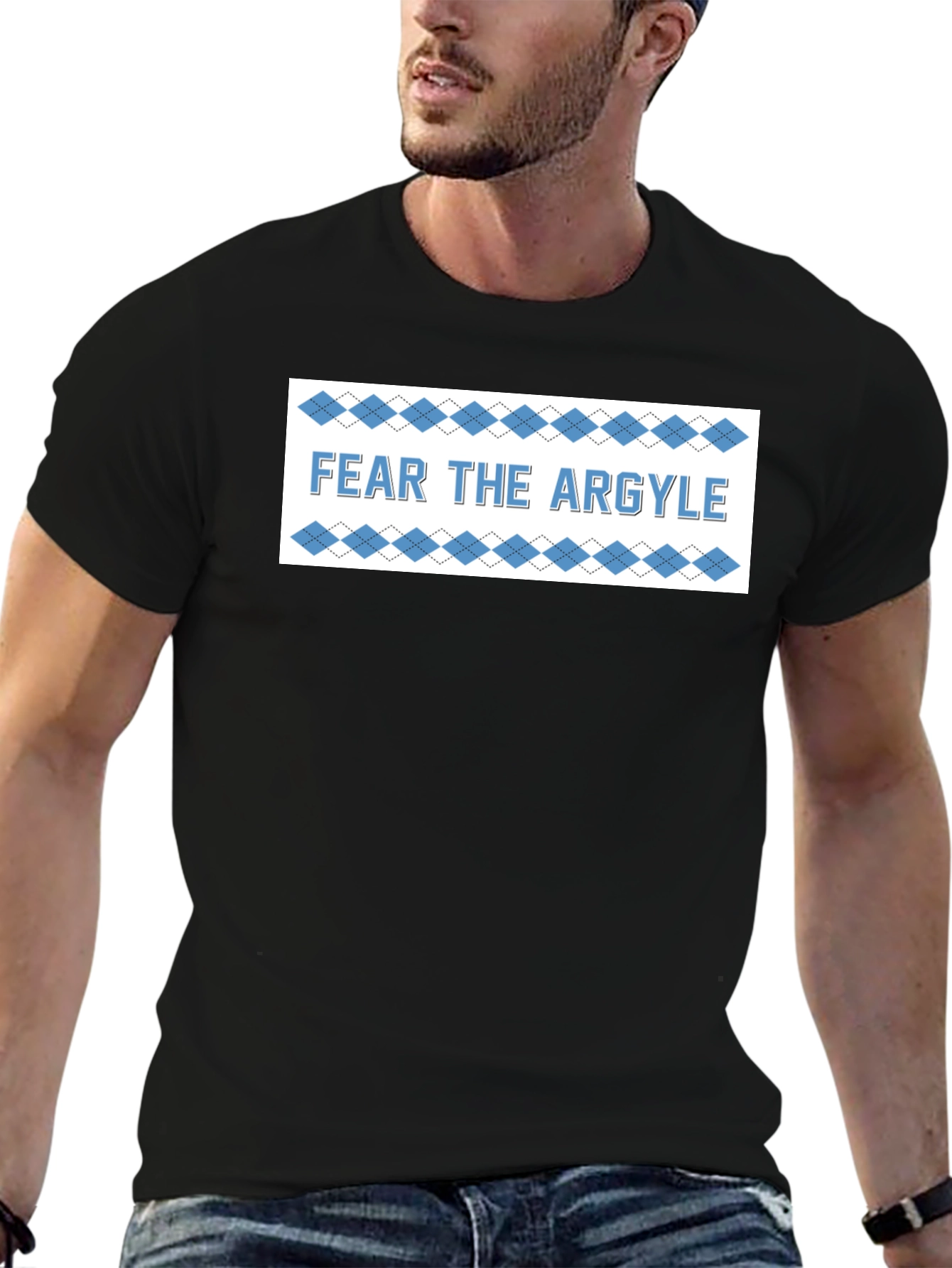 Fear the Argyle T-Shirt - Black Crew Neck Tee
