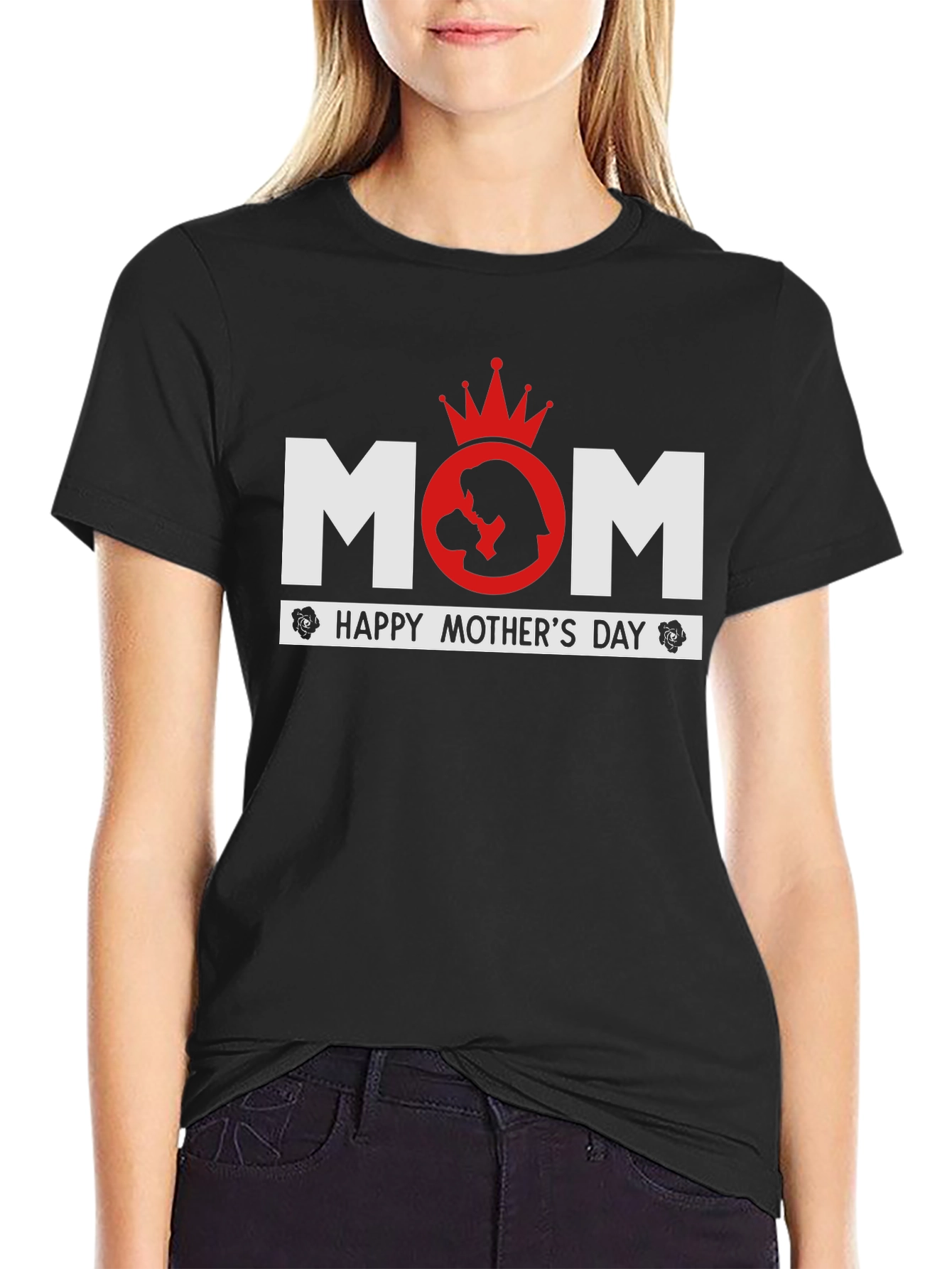 Mom Happy Mothers Day T-Shirt - Black