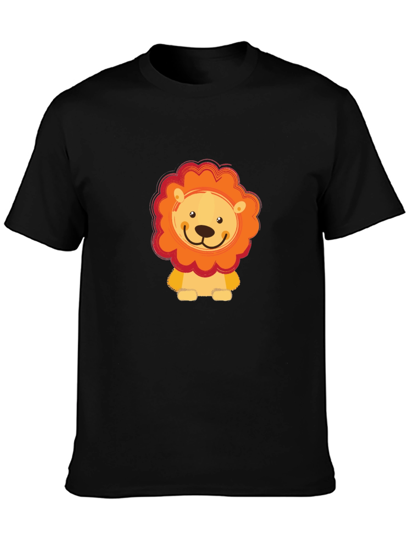 Cute Lion Graphic Black T-Shirt