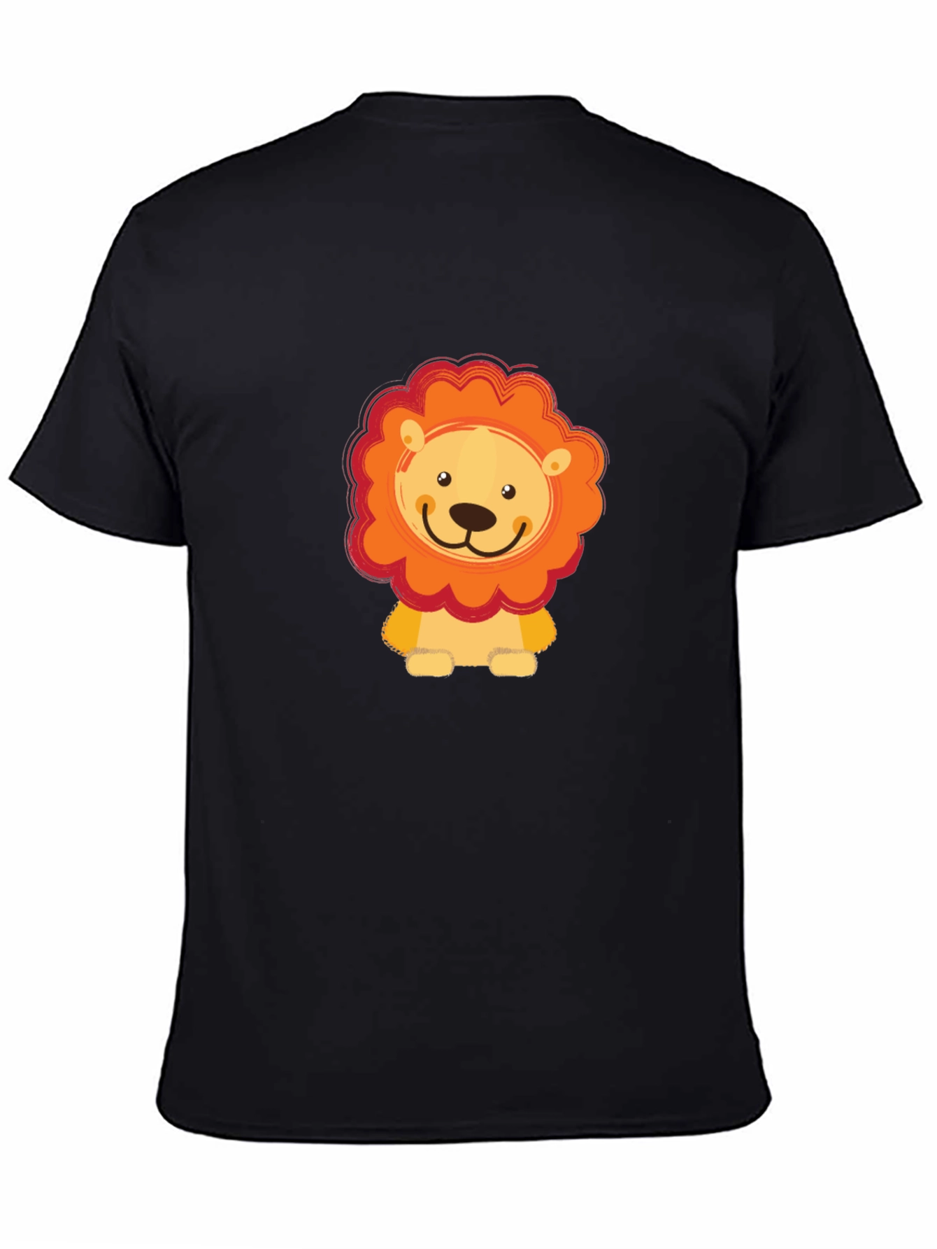 Cute Lion Graphic Black T-Shirt