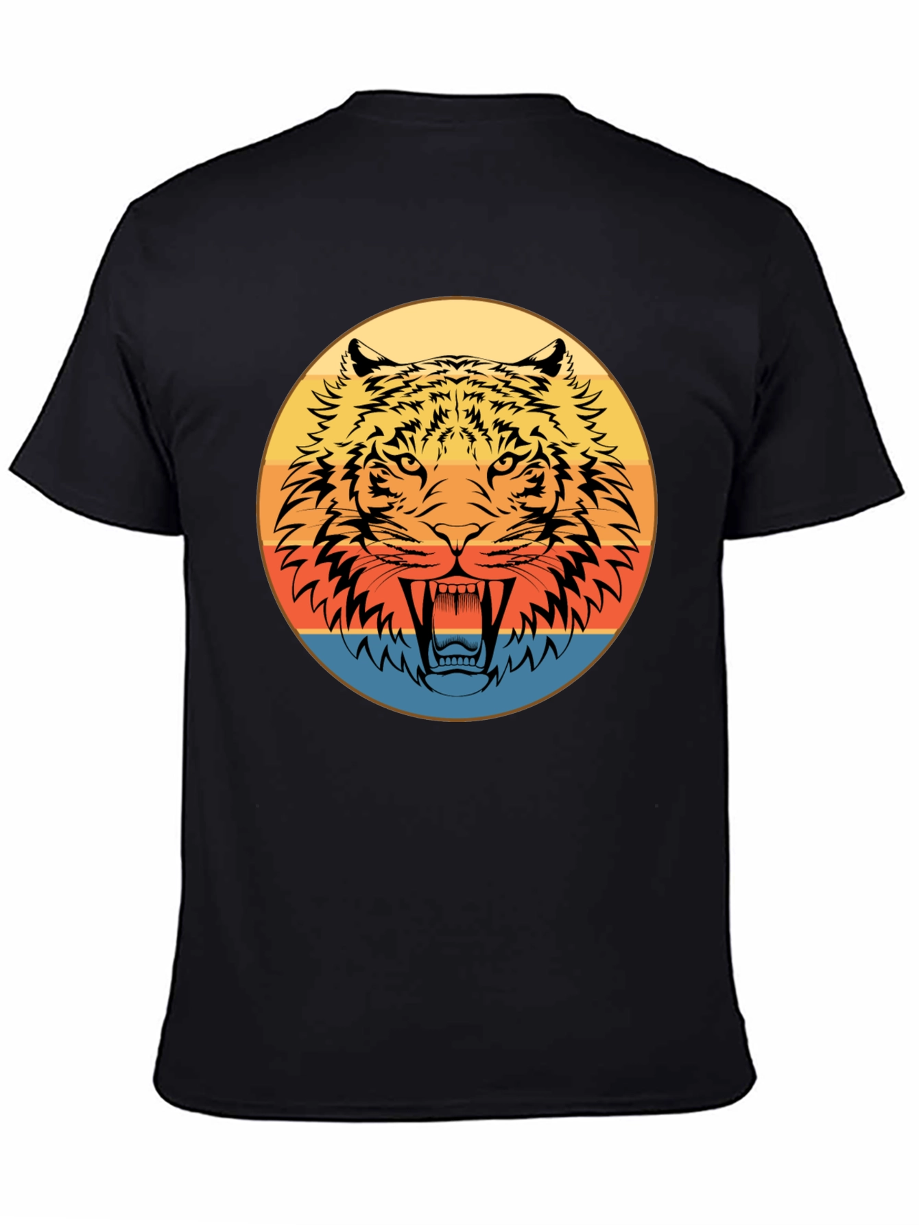 Retro Tiger Graphic Black T-Shirt