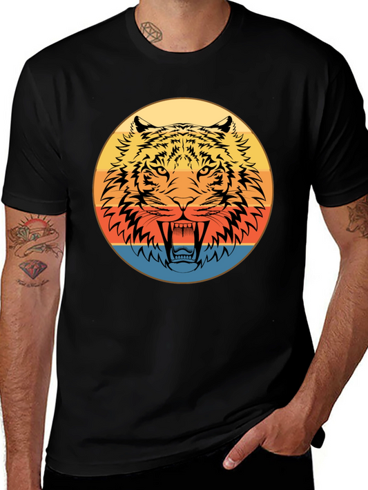 Retro Tiger Graphic Black T-Shirt