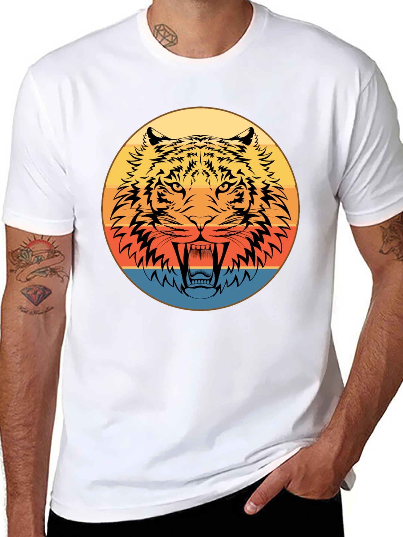 Retro Tiger Graphic Black T-Shirt