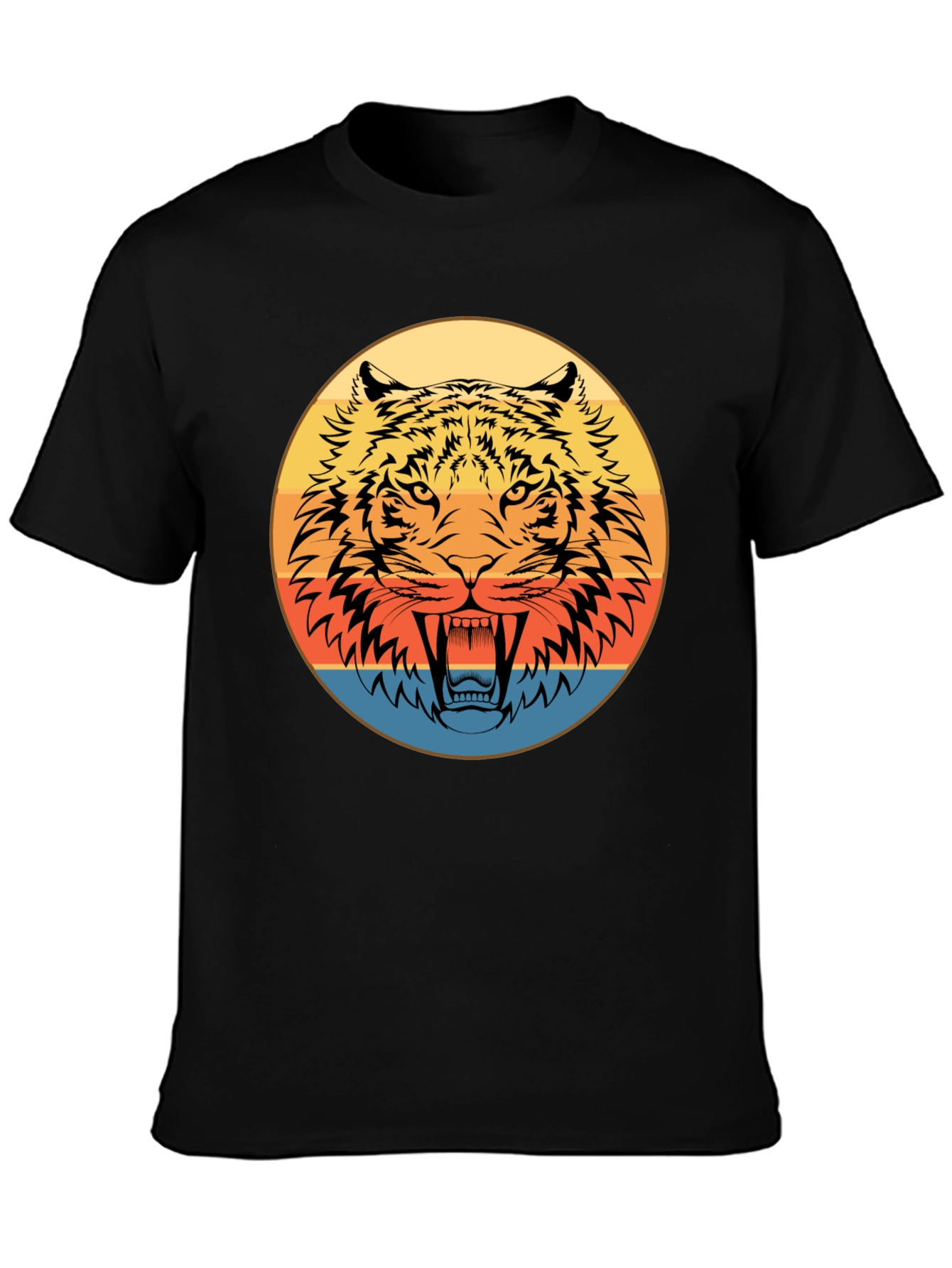 Retro Tiger Graphic Black T-Shirt