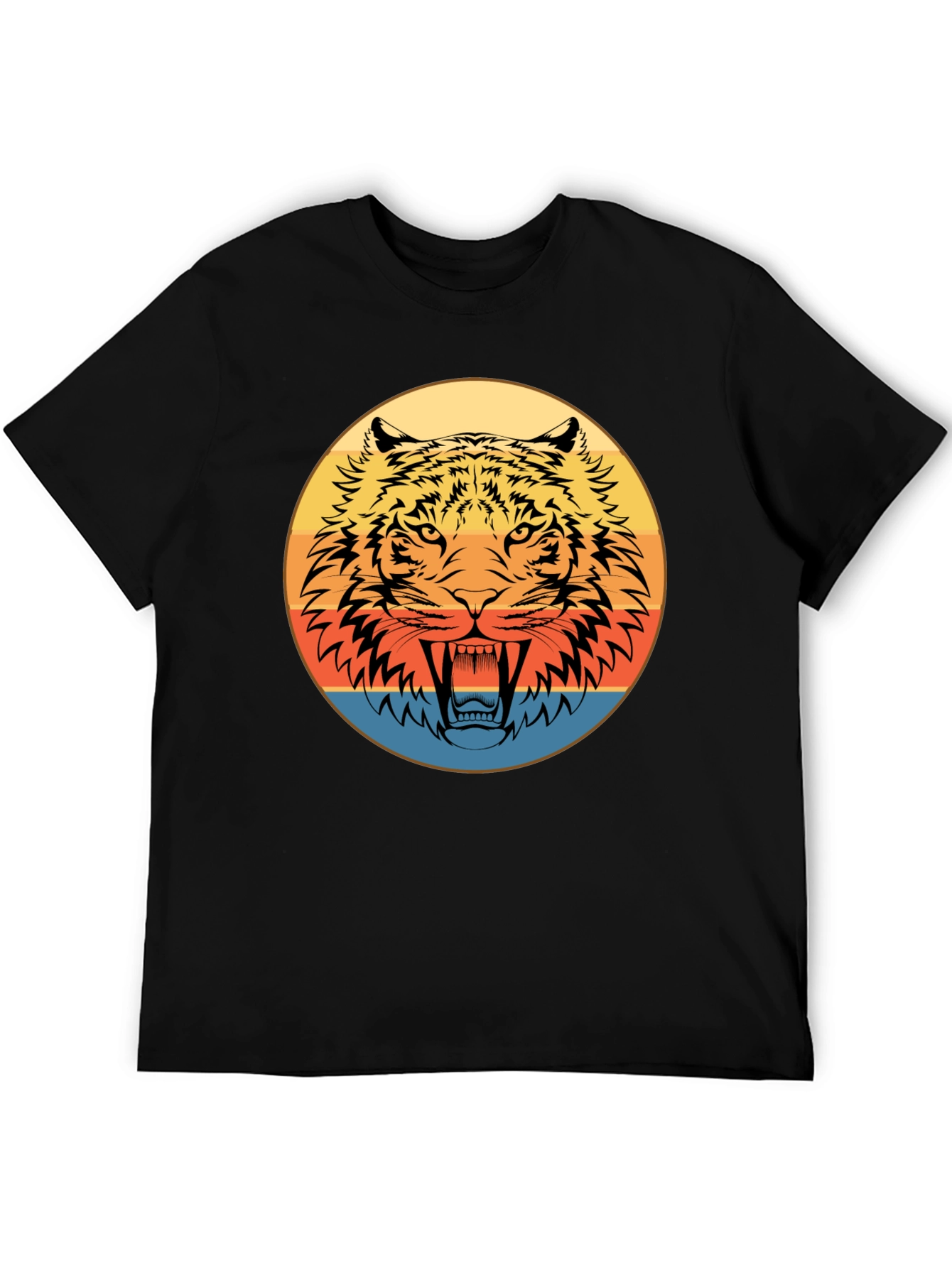 Retro Tiger Graphic Black T-Shirt