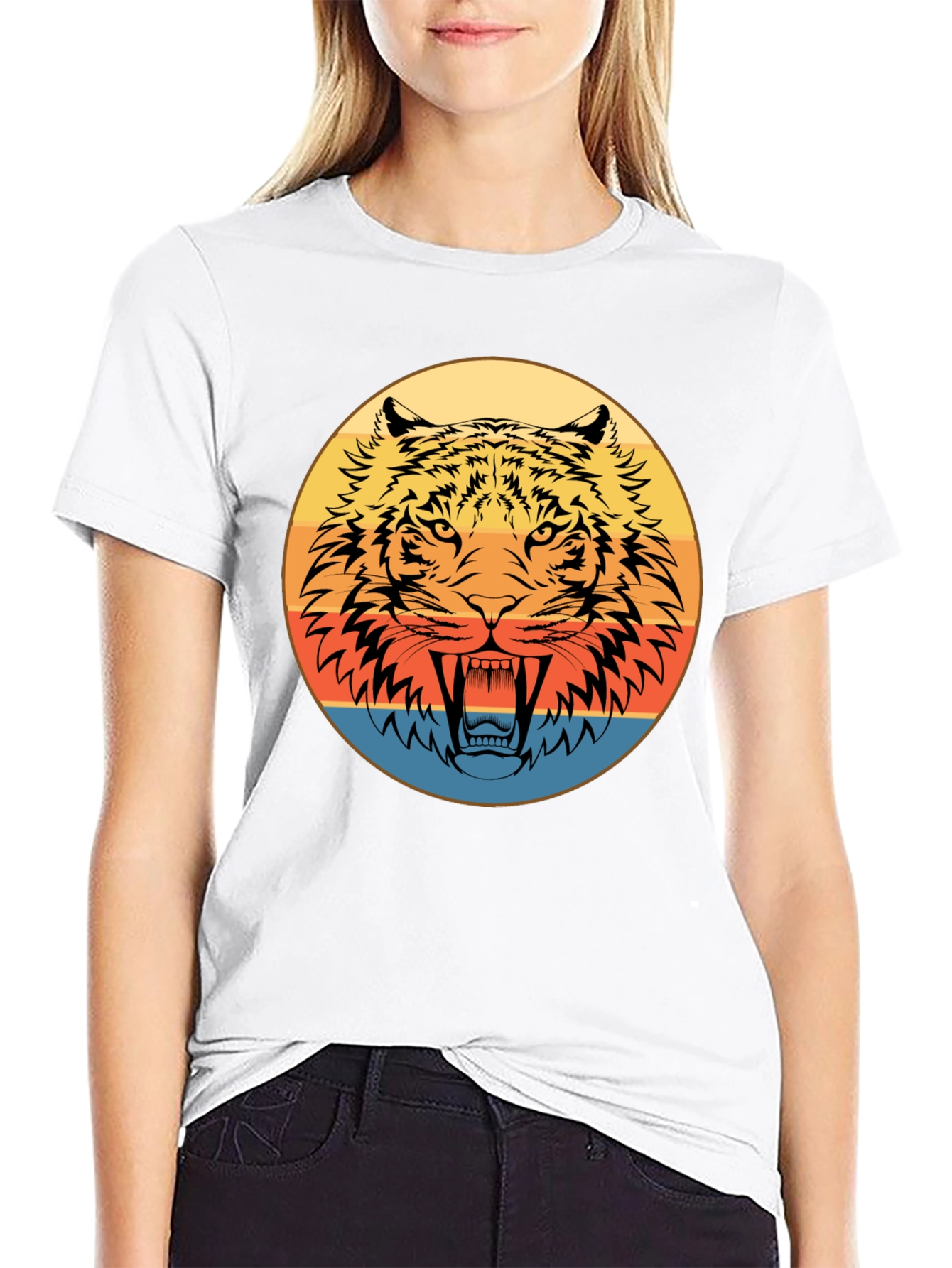 Retro Tiger Graphic Black T-Shirt