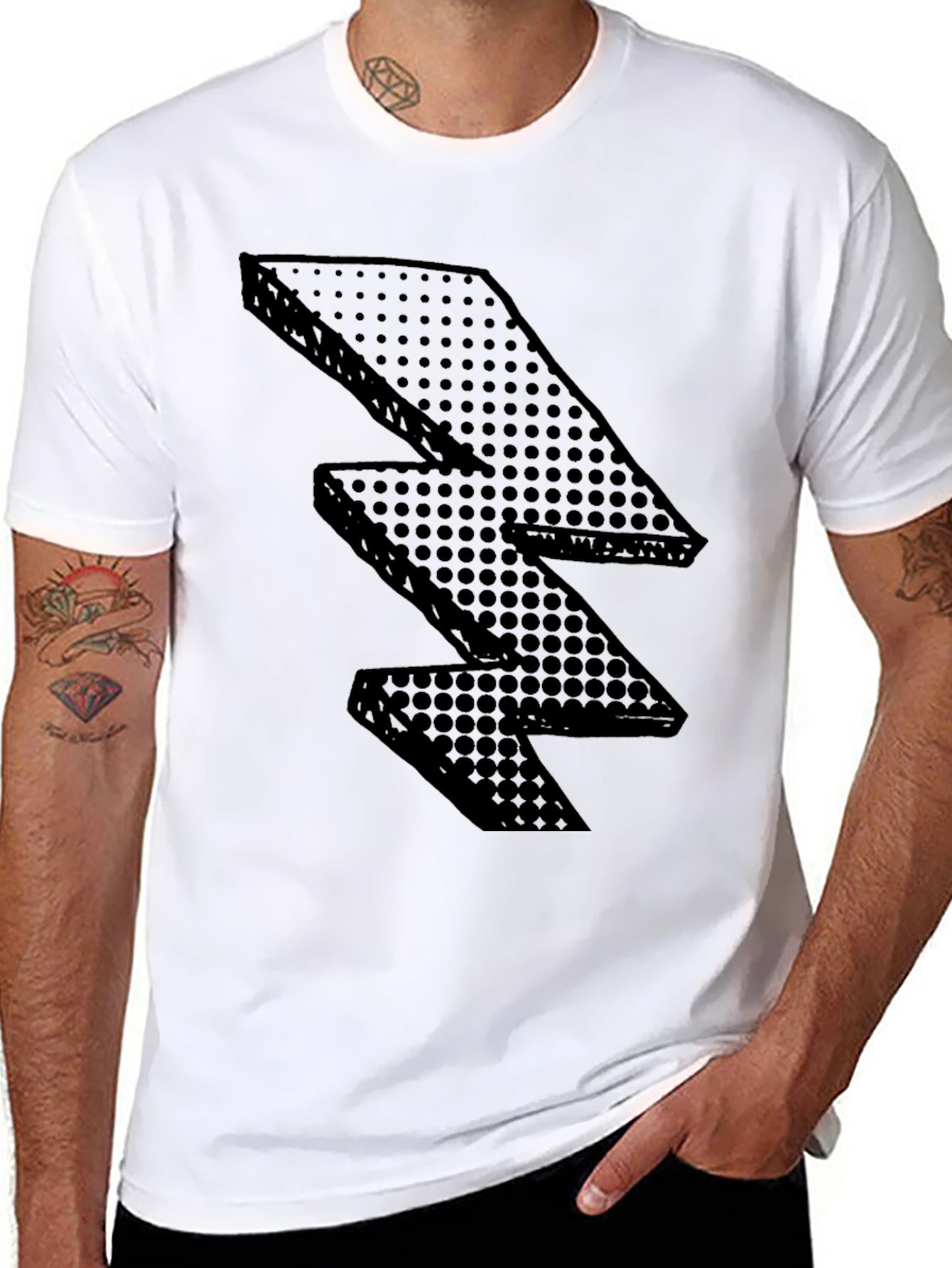 Black Lightning Bolt Graphic Tee - Modern Style