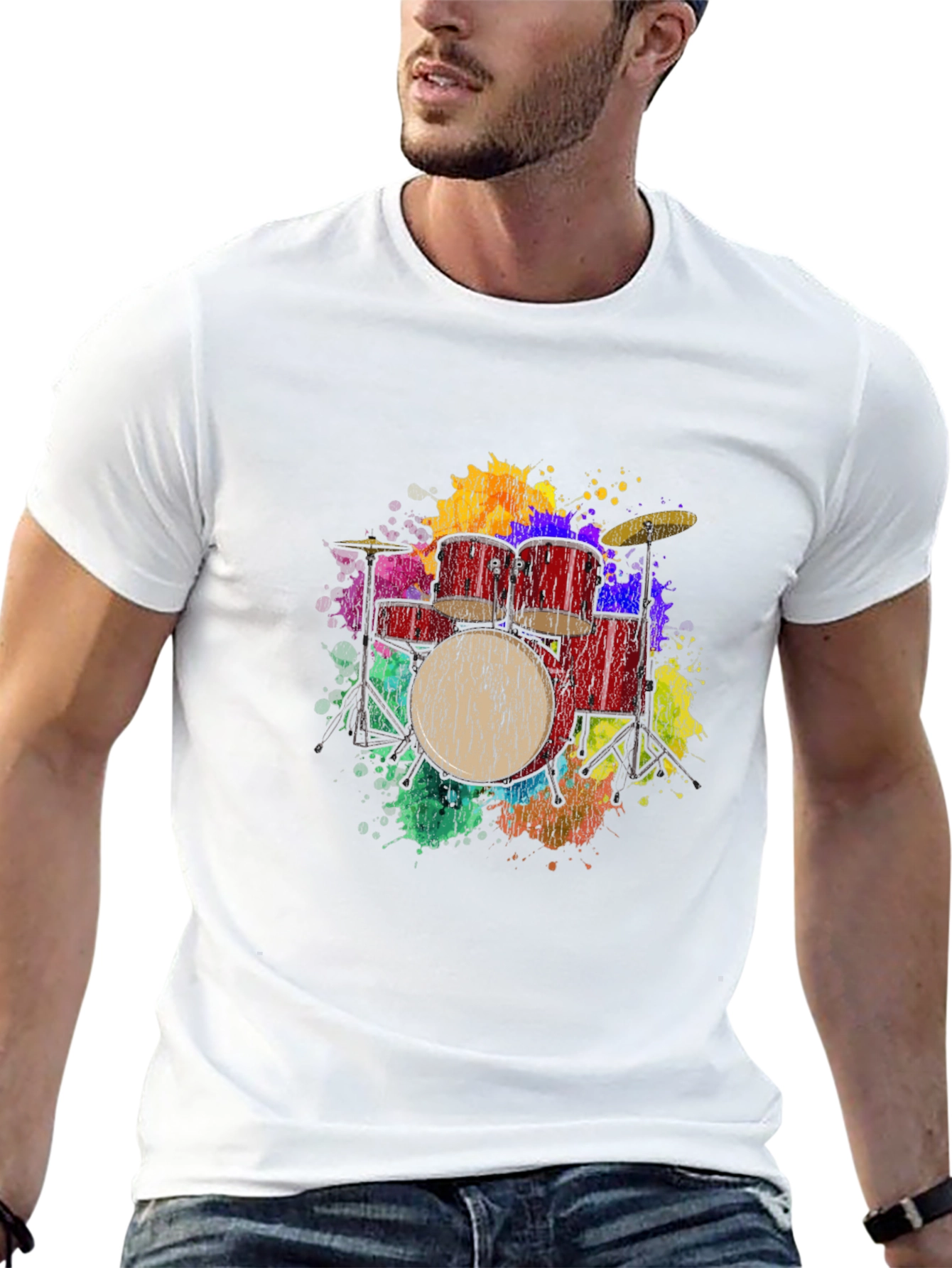 Colorful Drums Graphic T-Shirt