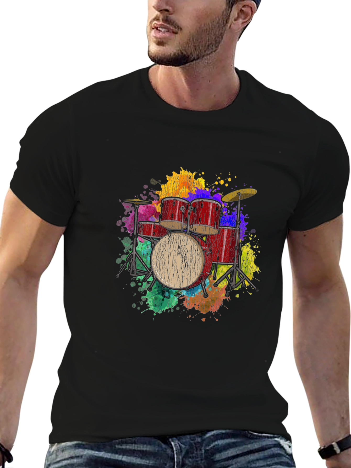Colorful Drums Graphic T-Shirt