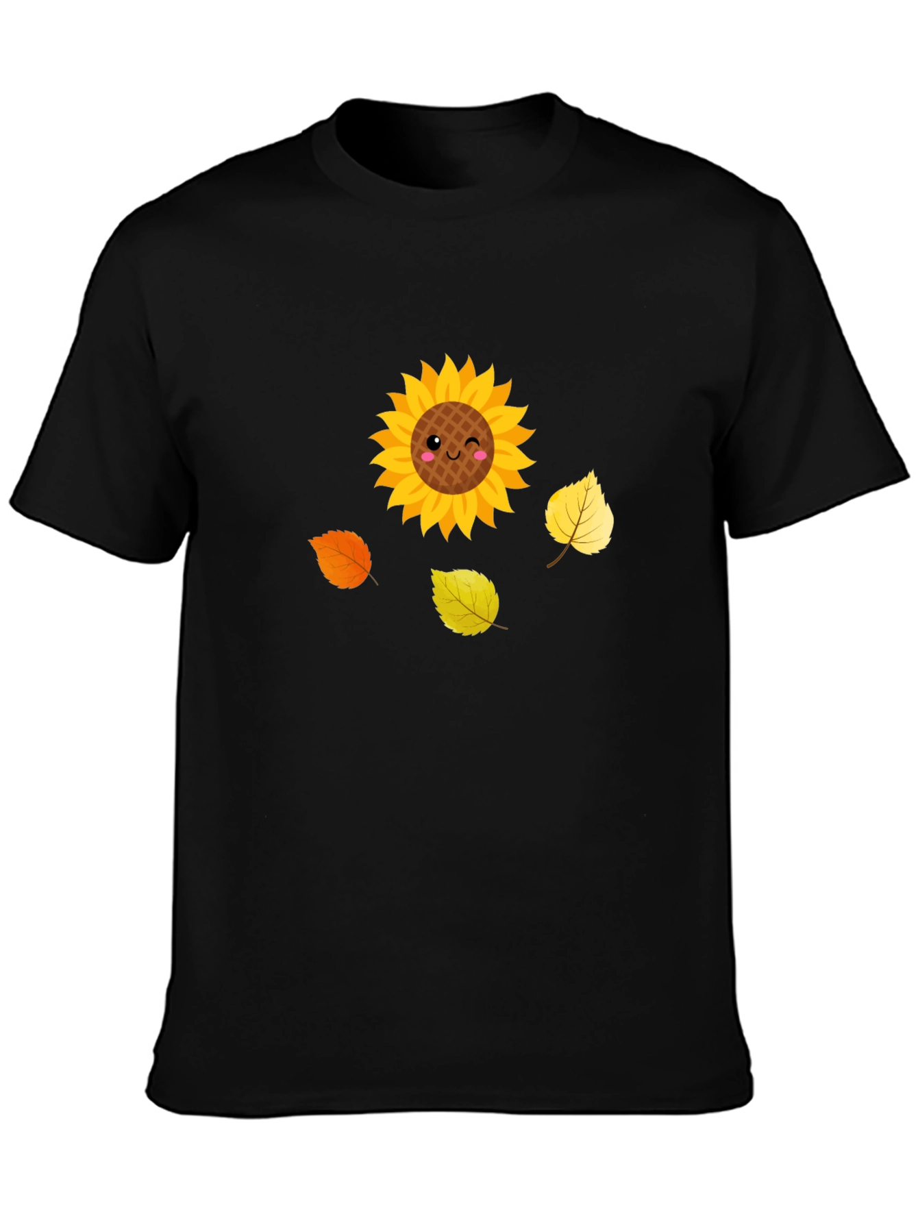 Cute Sunflower Graphic Tee - Black