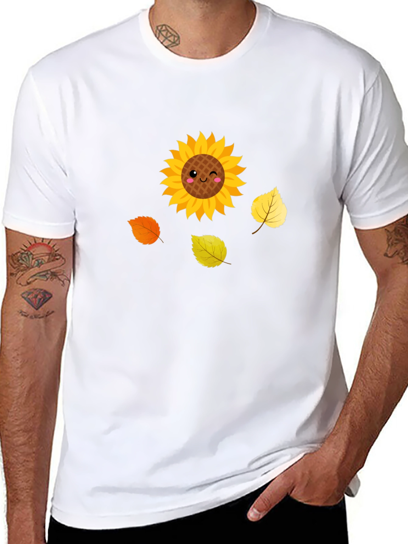 Cute Sunflower Graphic Tee - Black
