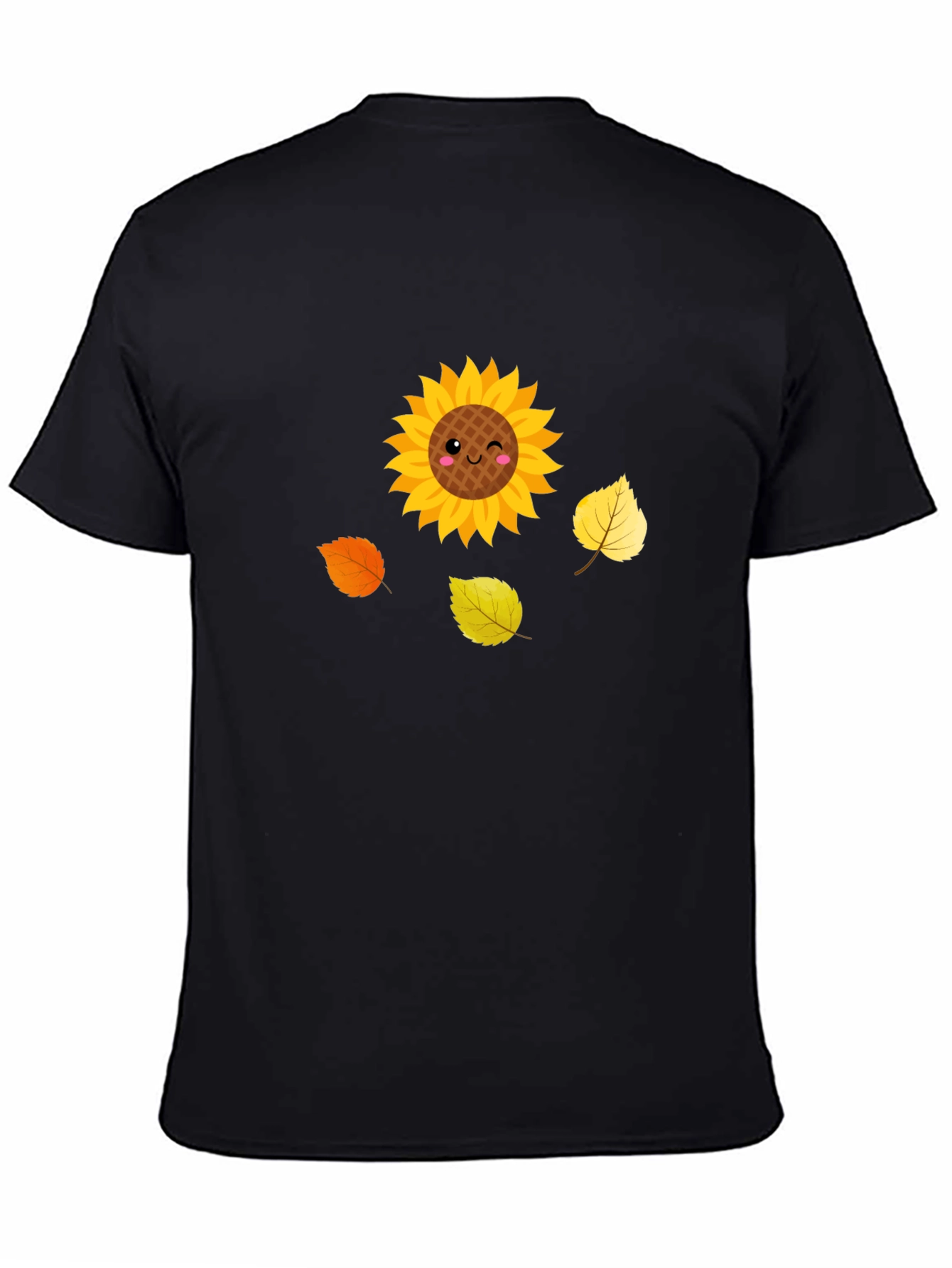 Cute Sunflower Graphic Tee - Black