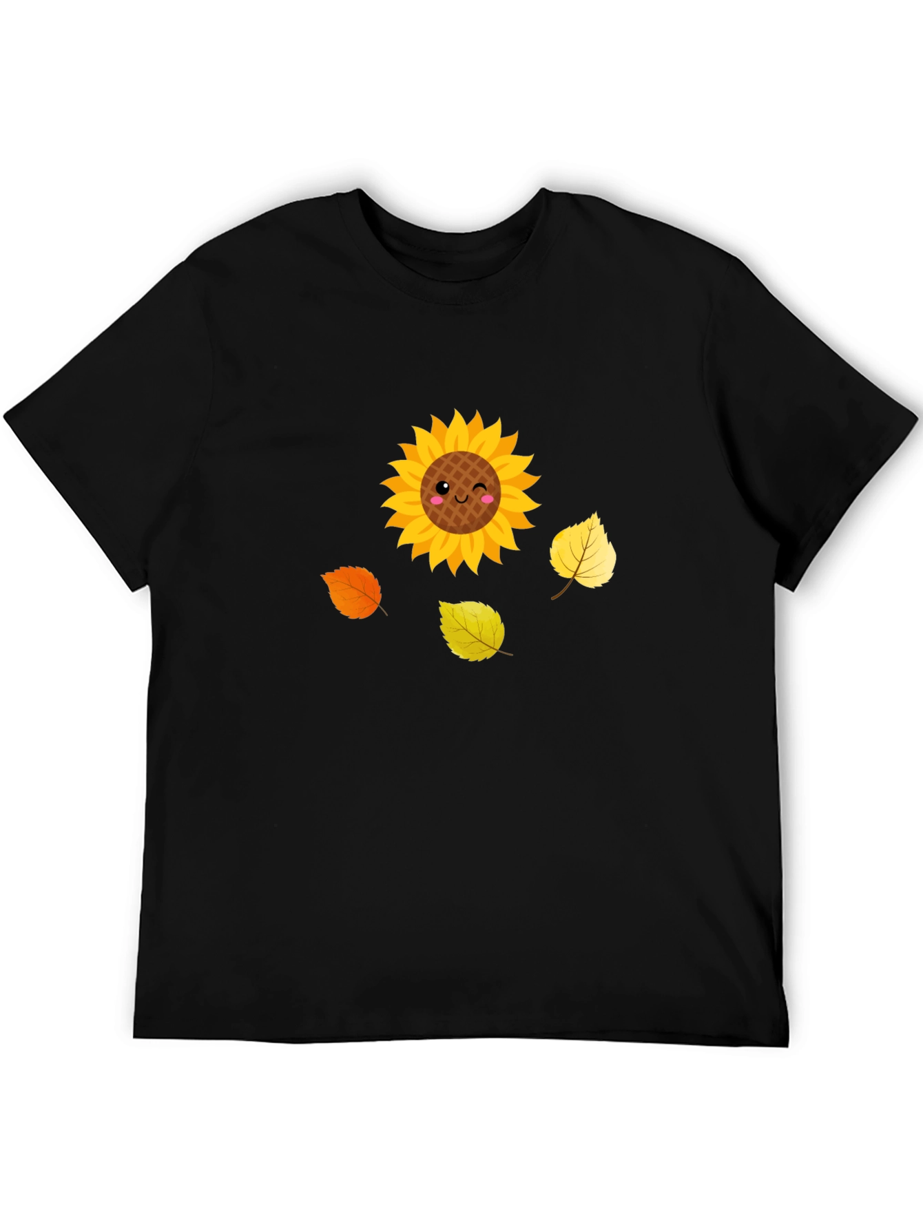 Cute Sunflower Graphic Tee - Black