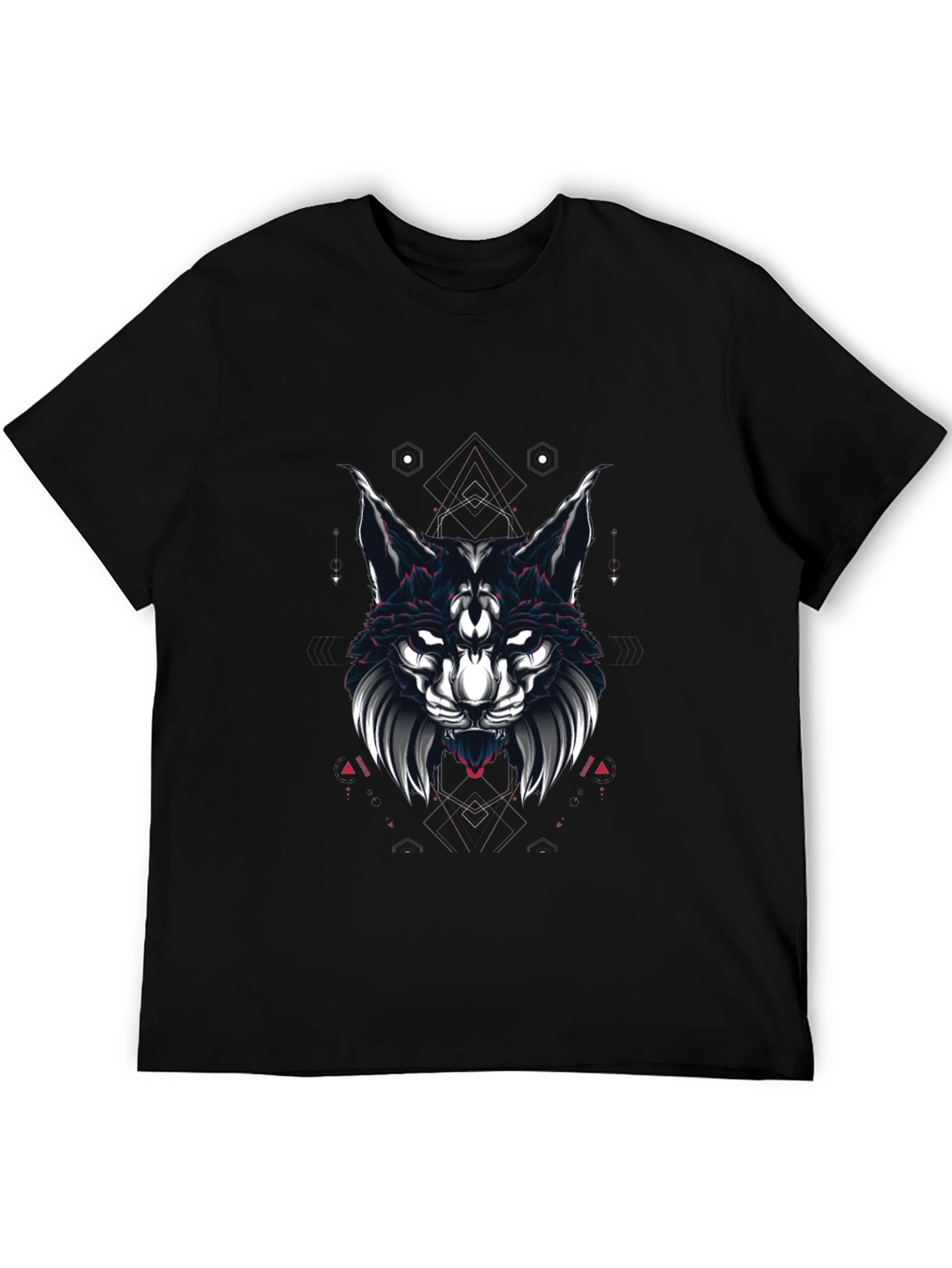 Mystic Wolf Graphic Tee - Black Cotton Blend