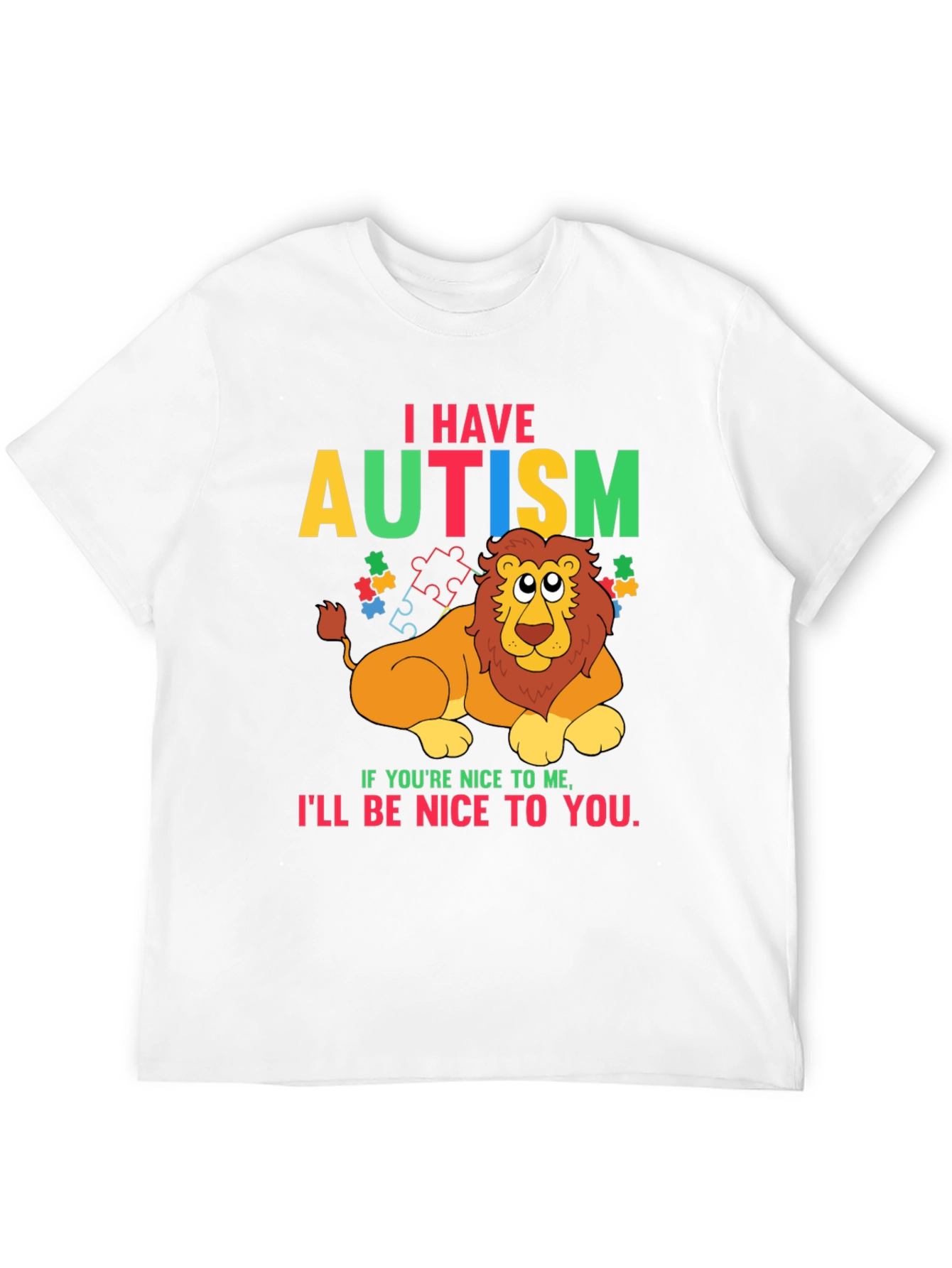 Autism Awareness Lion Graphic T-Shirt - Be Nice