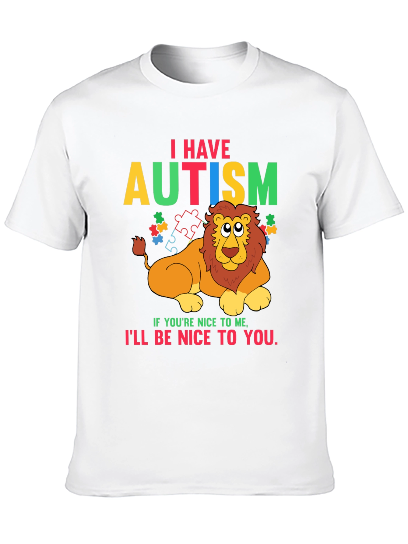 Autism Awareness Lion Graphic T-Shirt - Be Nice