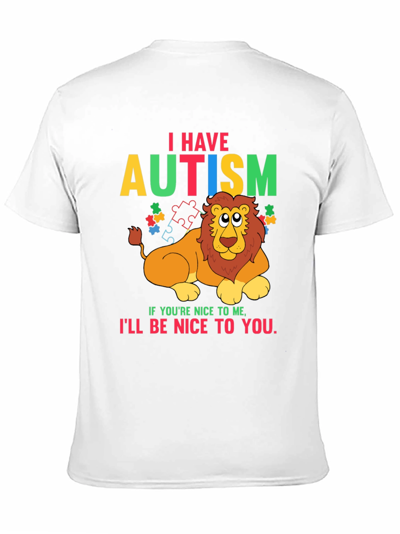 Autism Awareness Lion Graphic T-Shirt - Be Nice
