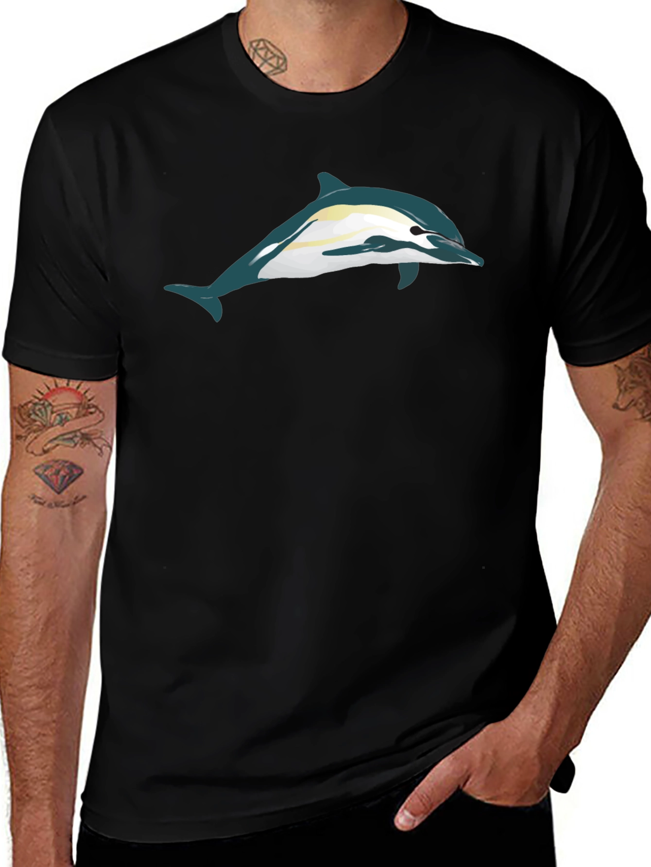 Dolphin Graphic Black T-Shirt