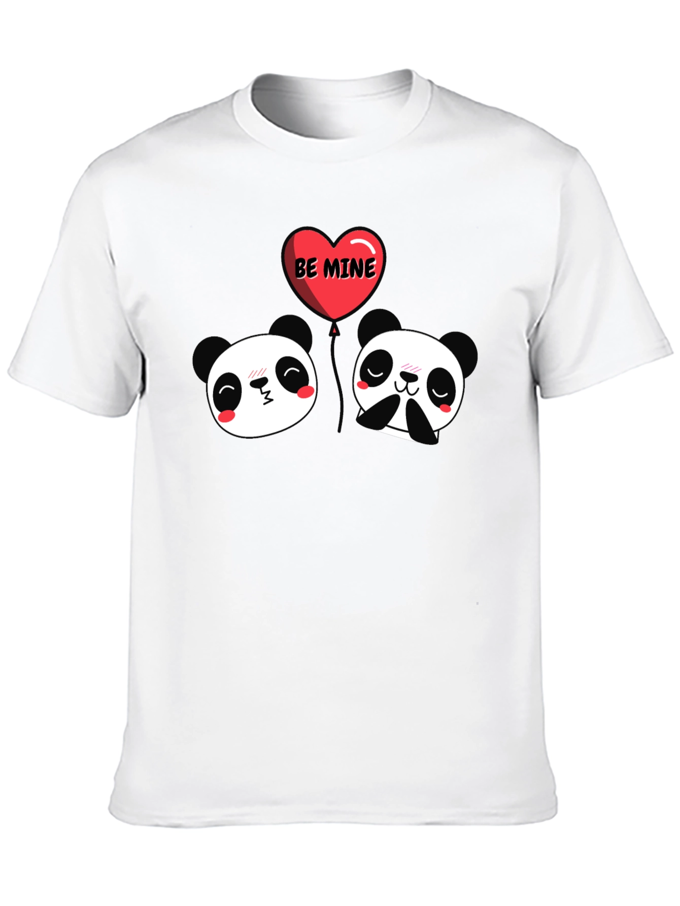 Cute Panda Valentines Day Black T-Shirt