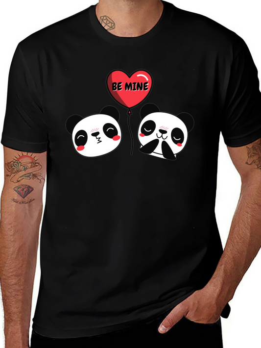 Cute Panda Valentines Day Black T-Shirt