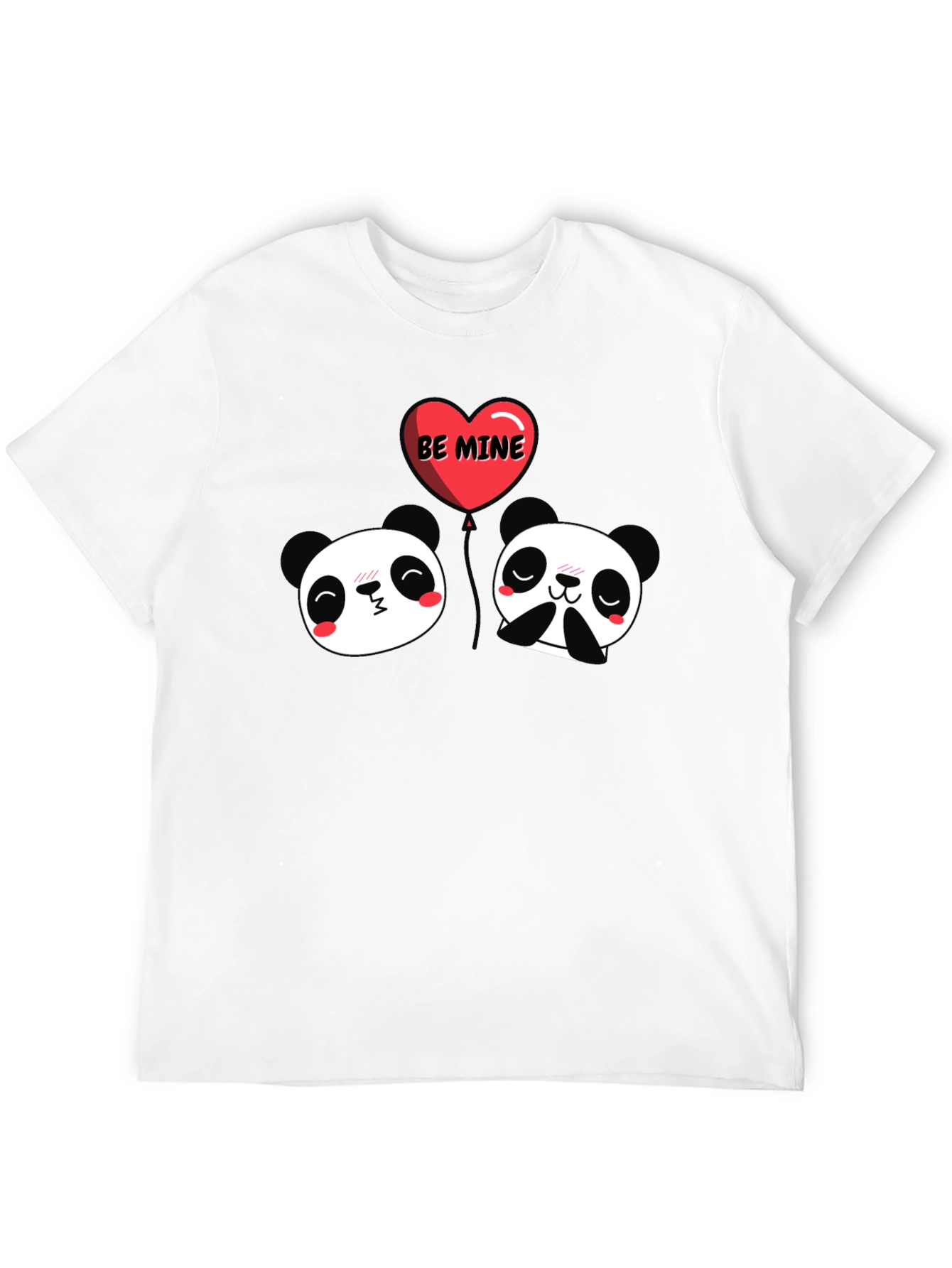 Cute Panda Valentines Day Black T-Shirt