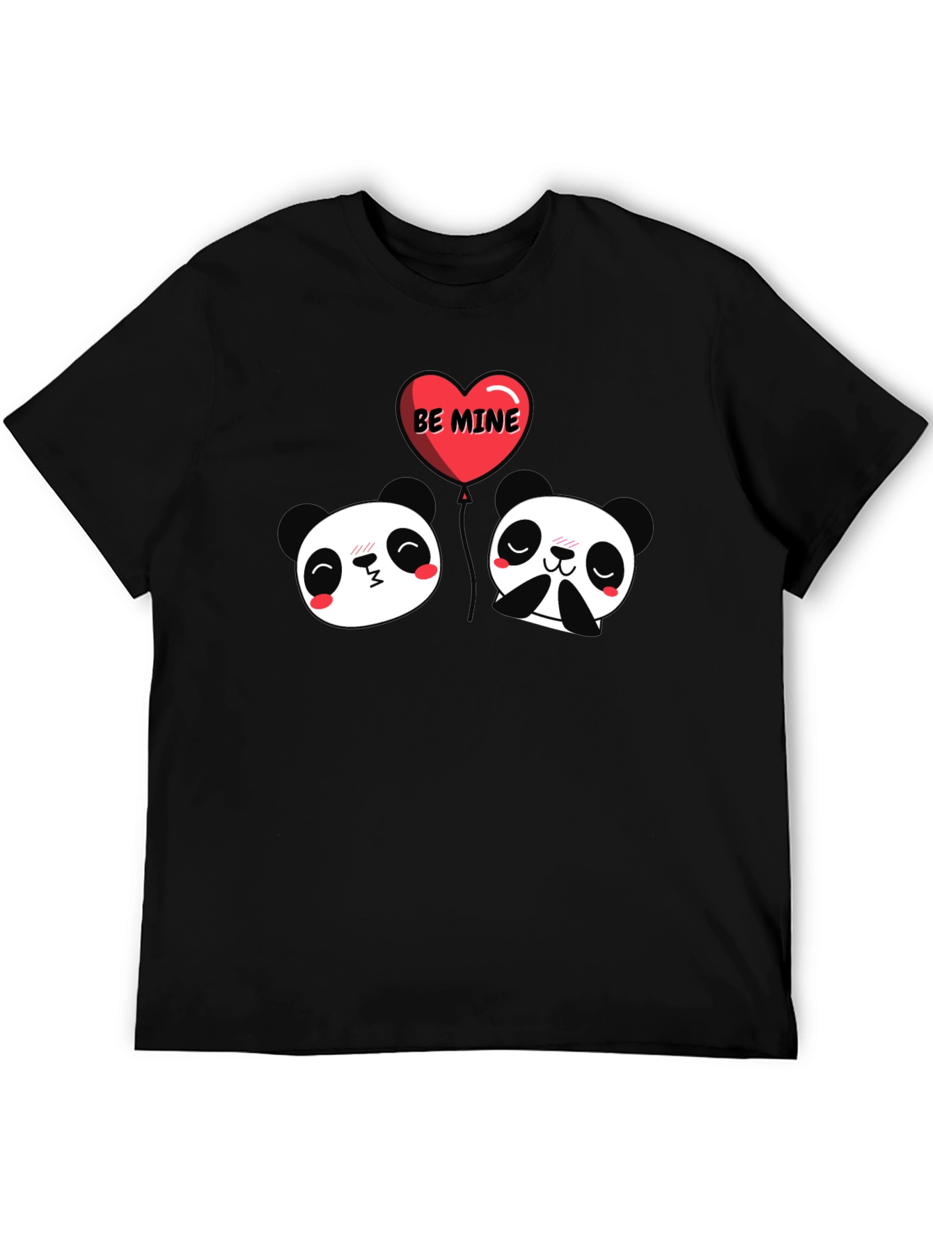 Cute Panda Valentines Day Black T-Shirt