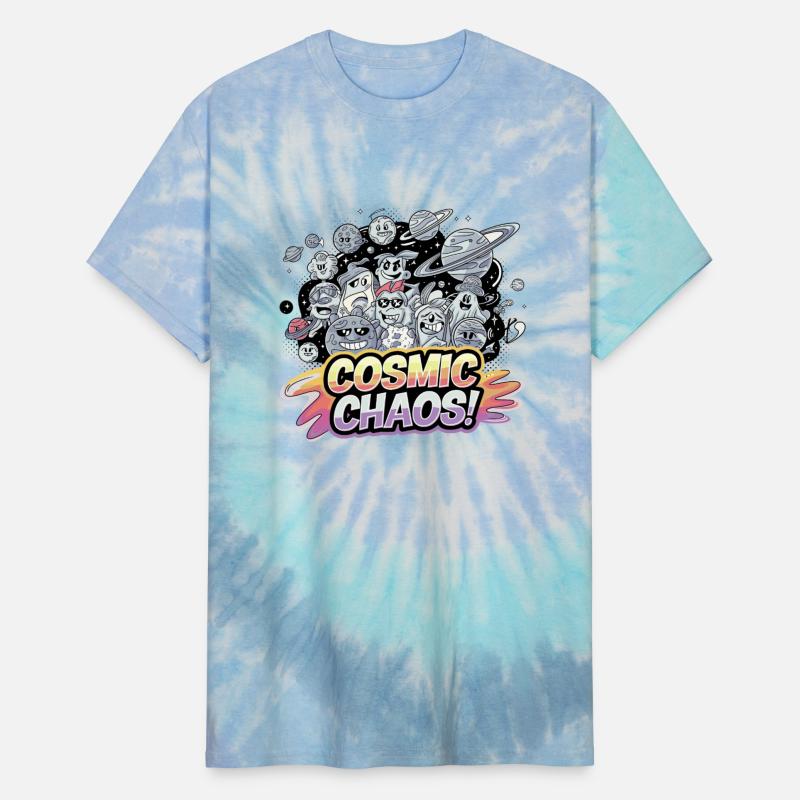 Colorful Cartoon Galaxy with Dynamic Planet Motifs