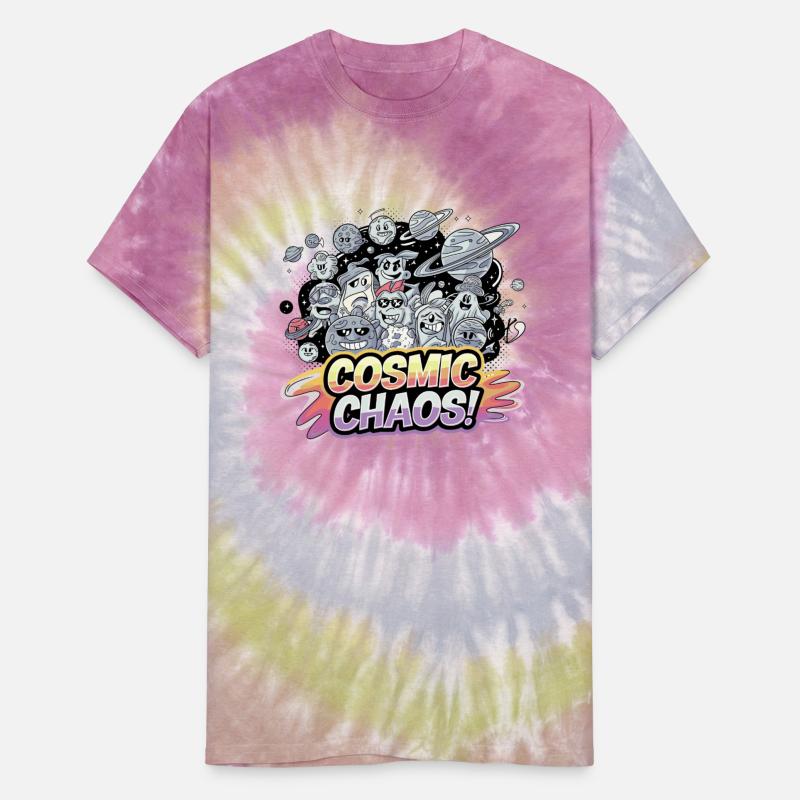 Colorful Cartoon Galaxy with Dynamic Planet Motifs