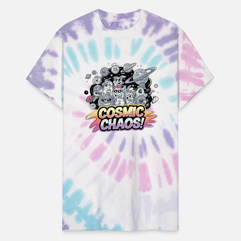 Colorful Cartoon Galaxy with Dynamic Planet Motifs