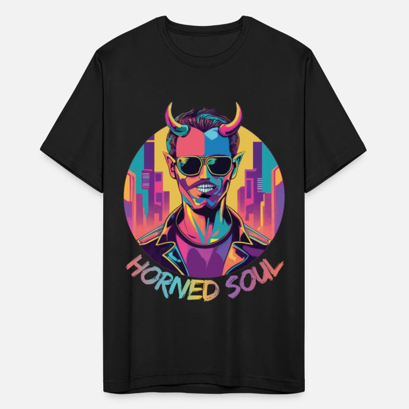 Colorful devil man with horns