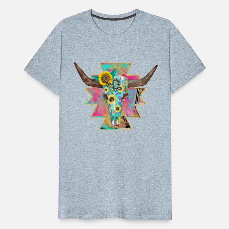 Colorful Floral Bull Skull